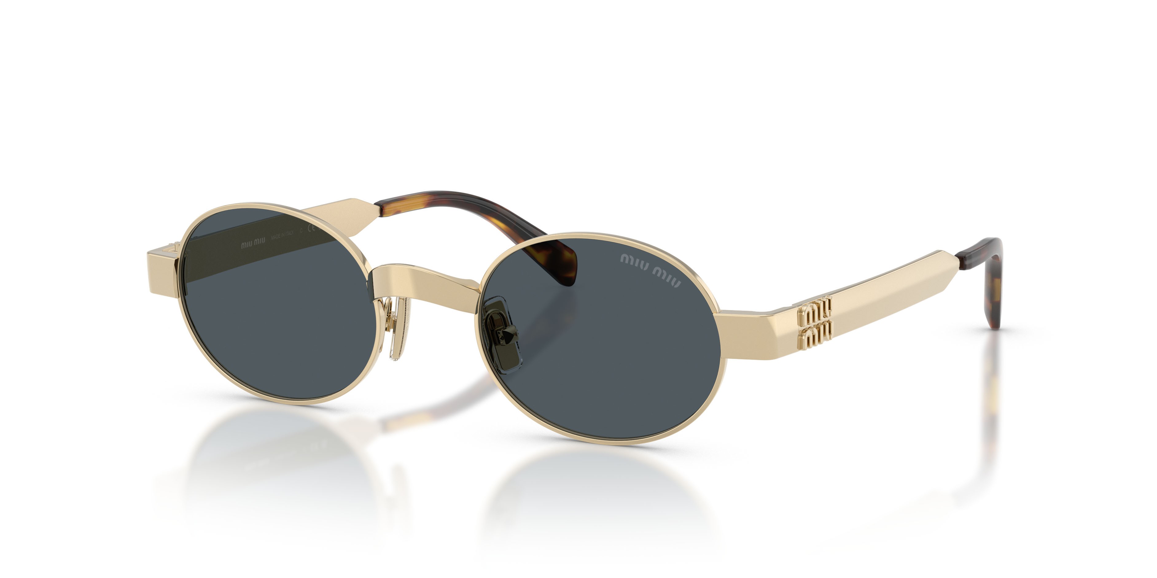 Occhiali da sole Miu Miu MU B51S (ZVN70B) colore oro pallido forma ovale lenti grigio scuro