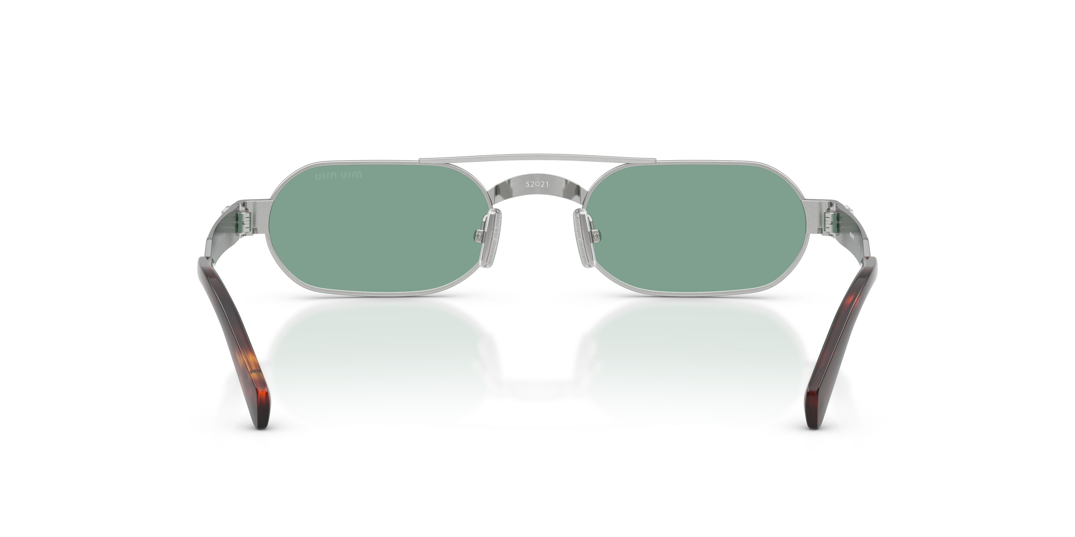 Occhiali da sole Miu Miu MU B52S (21M40Y) colore argento antico forma ovale lenti verde