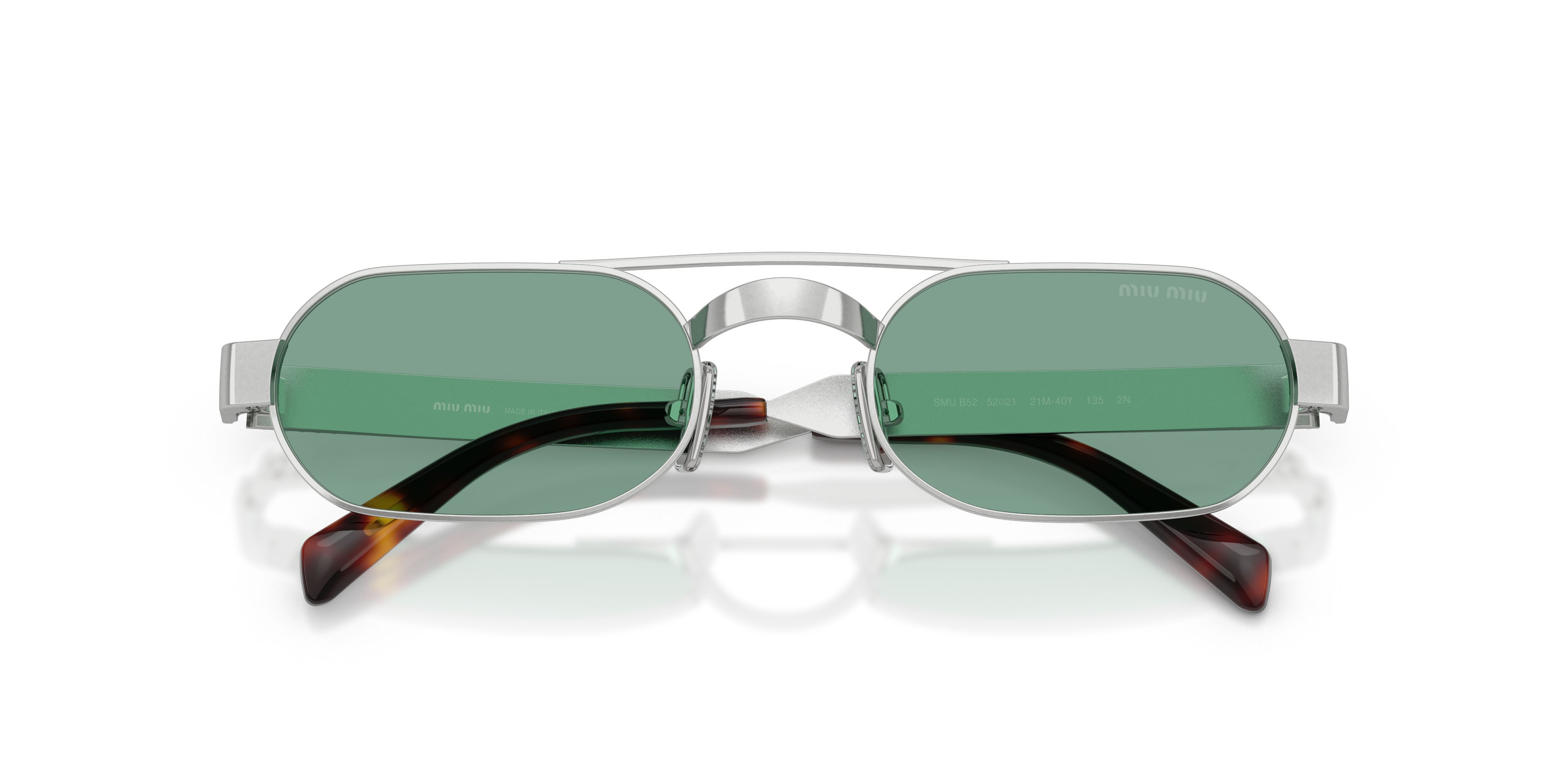 Occhiali da sole Miu Miu MU B52S (21M40Y) colore argento antico forma ovale lenti verde