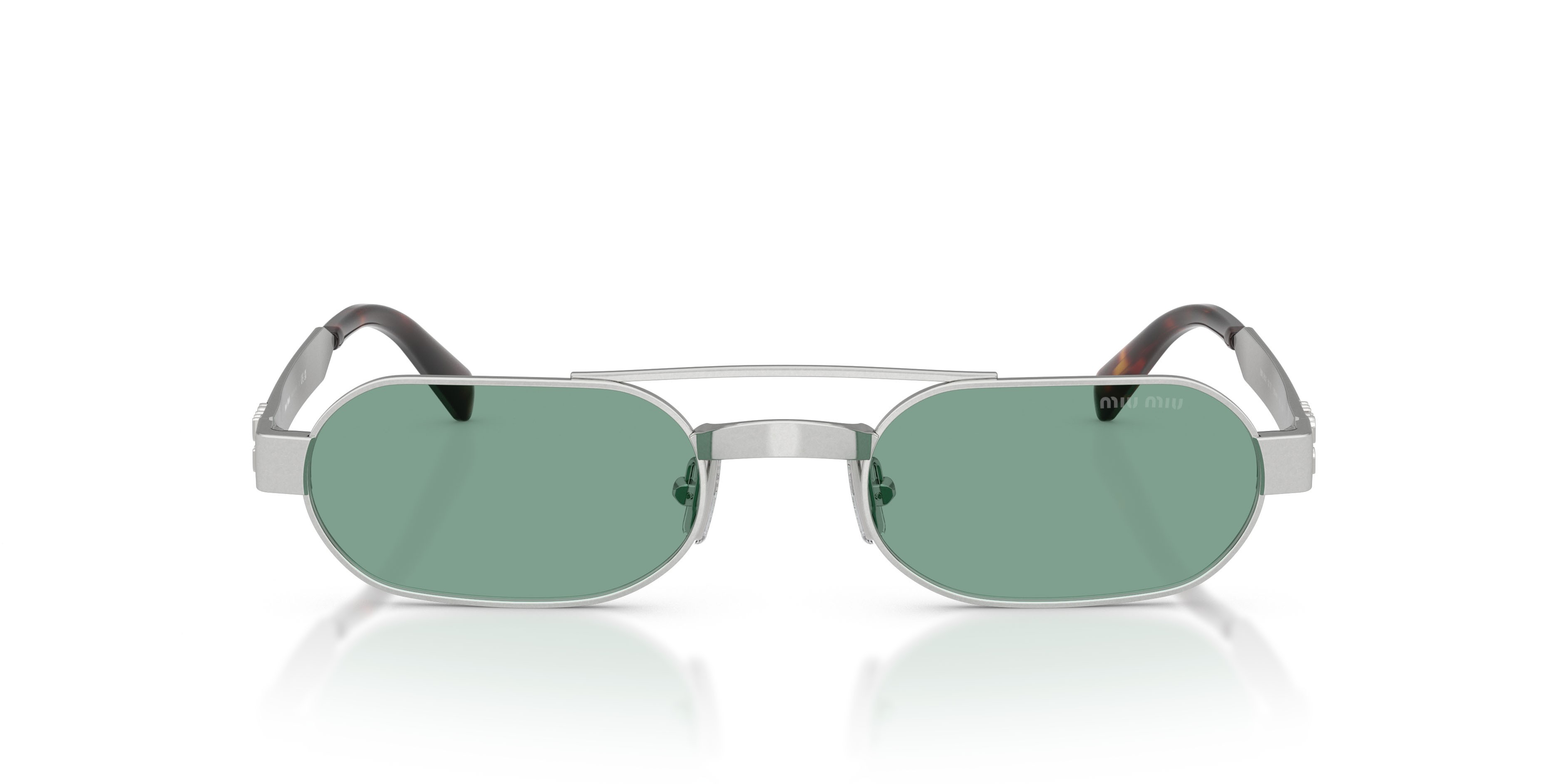 Occhiali da sole Miu Miu MU B52S (21M40Y) colore argento antico forma ovale lenti verde