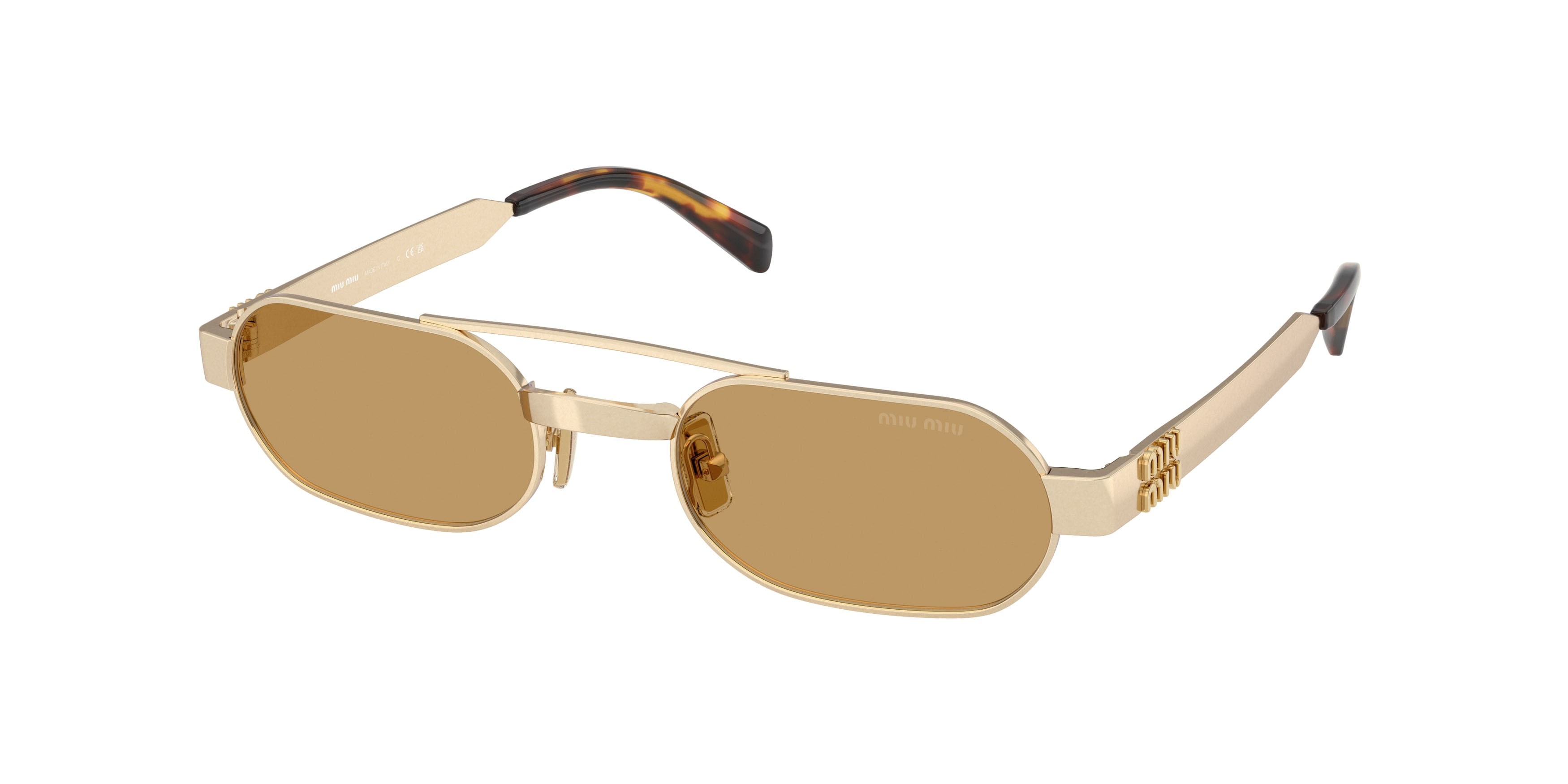 Occhiali da sole Miu Miu MU B52S (22M10Y) colore oro antico forma ovale lenti marrone