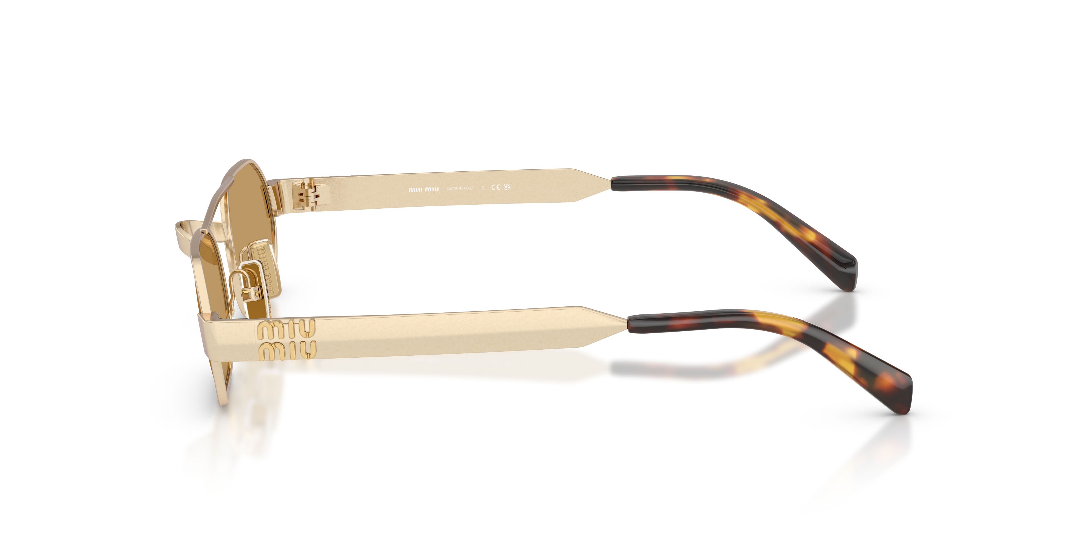 Occhiali da sole Miu Miu MU B52S (22M10Y) colore oro antico forma ovale lenti marrone