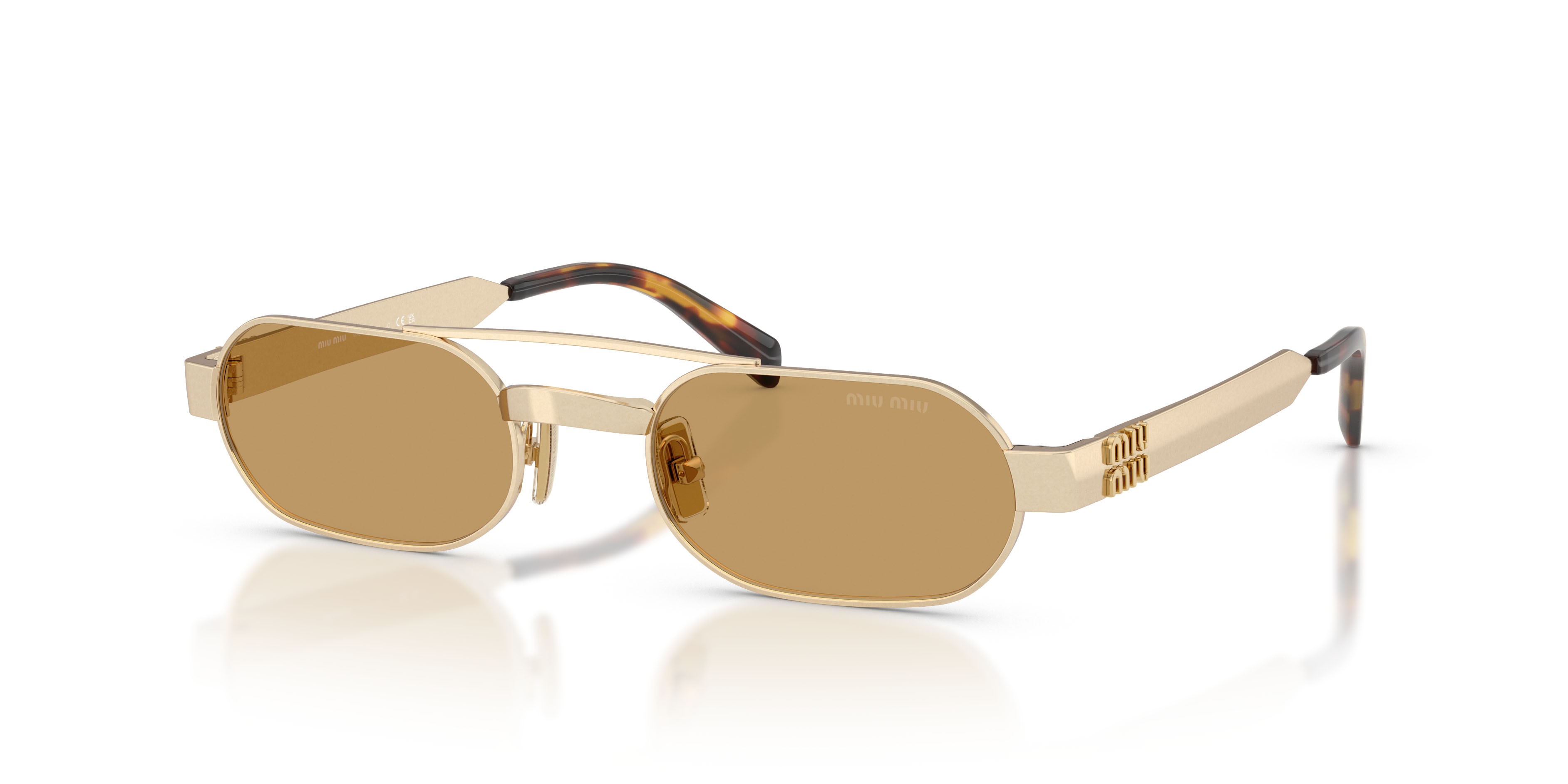 Occhiali da sole Miu Miu MU B52S (22M10Y) colore oro antico forma ovale lenti marrone