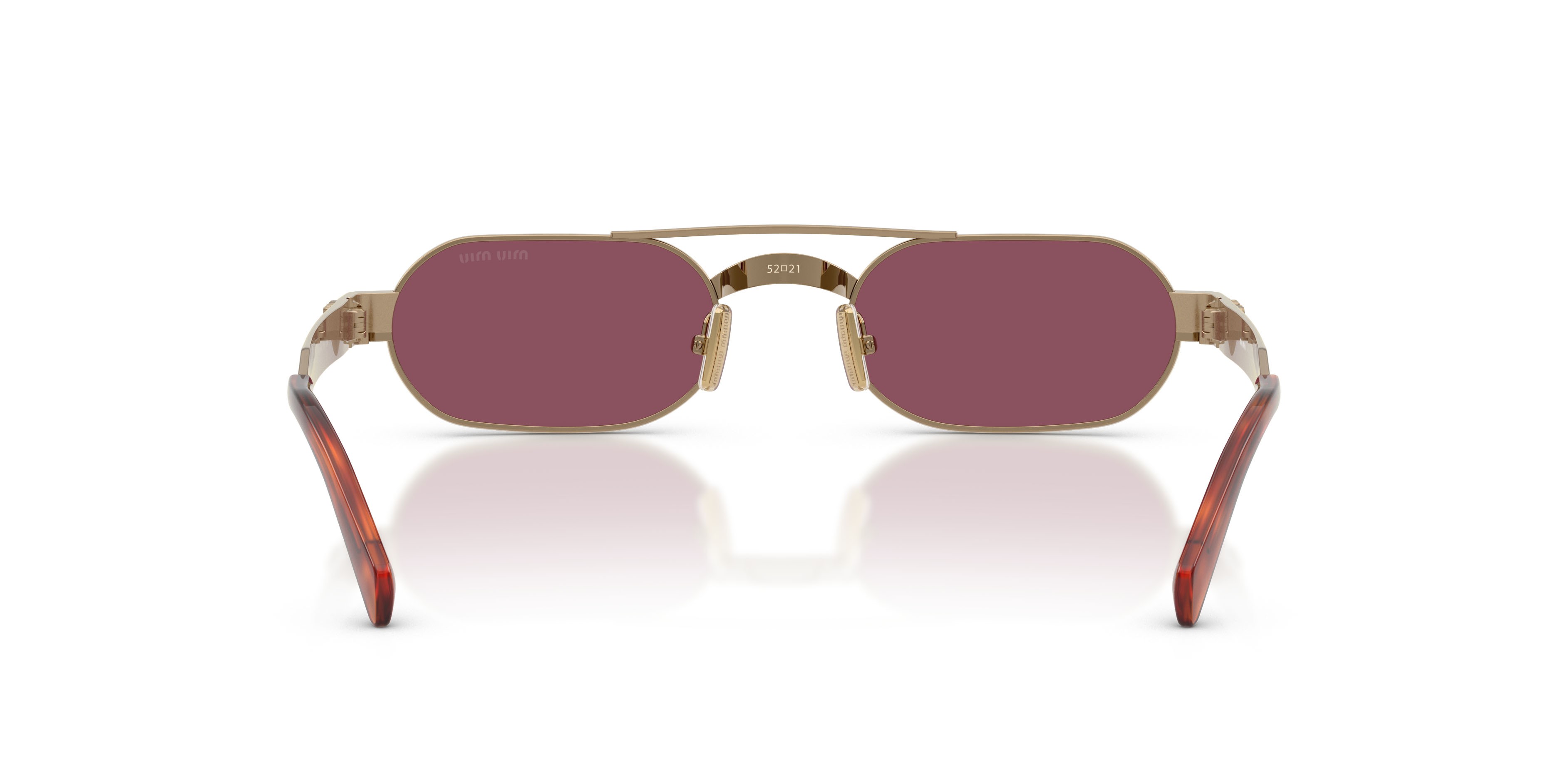 Occhiali da sole Miu Miu MU B52S (7OE30Y) colore ottone forma ovale lenti violetto scuro