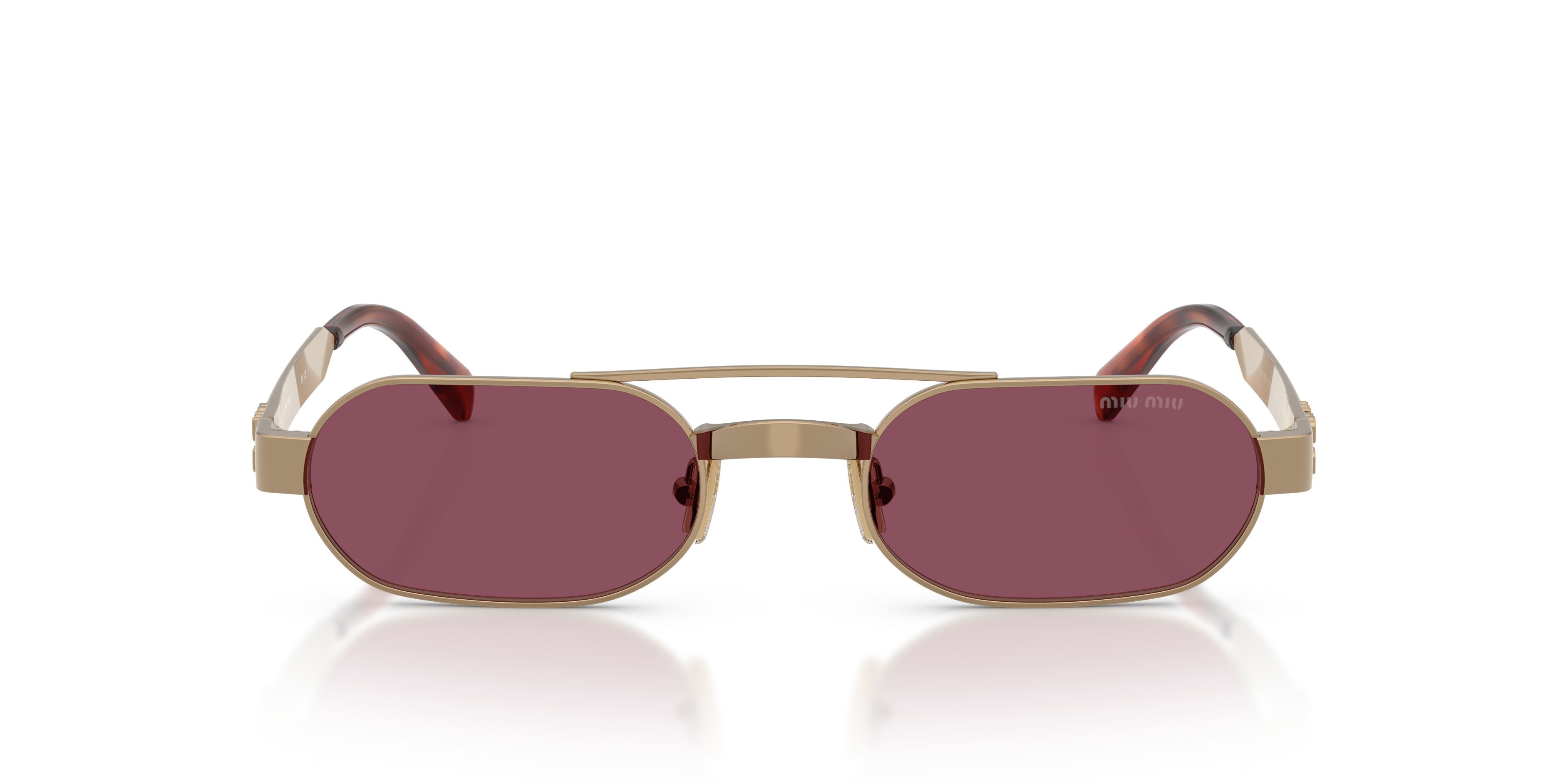 Occhiali da sole Miu Miu MU B52S (7OE30Y) colore ottone forma ovale lenti violetto scuro