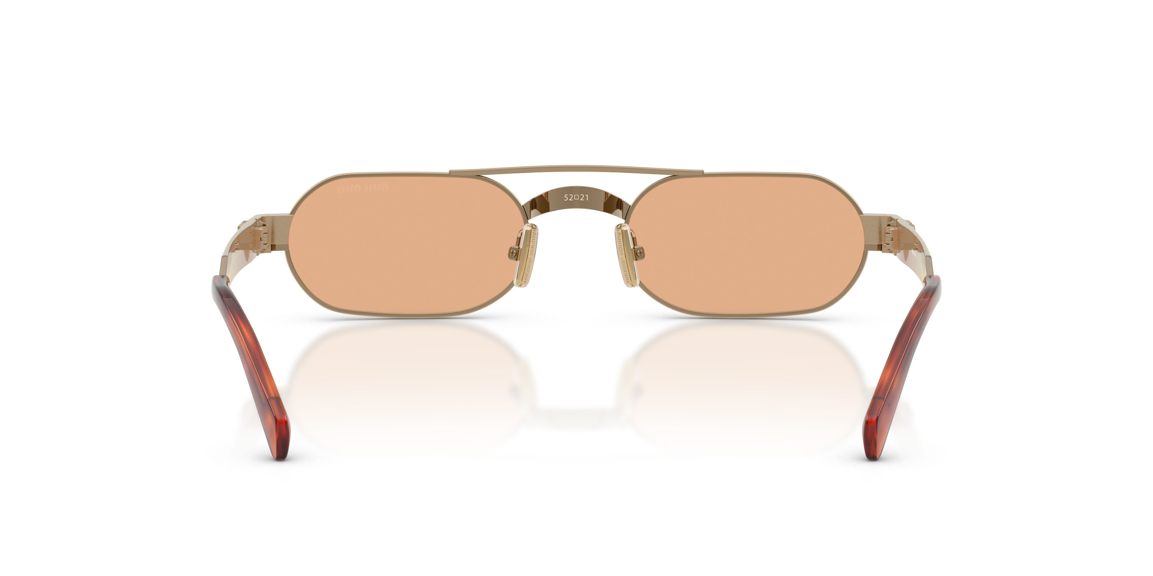 Occhiali da sole Miu Miu MU B52S (7OE90X) colore ottone forma ovale lenti arancione