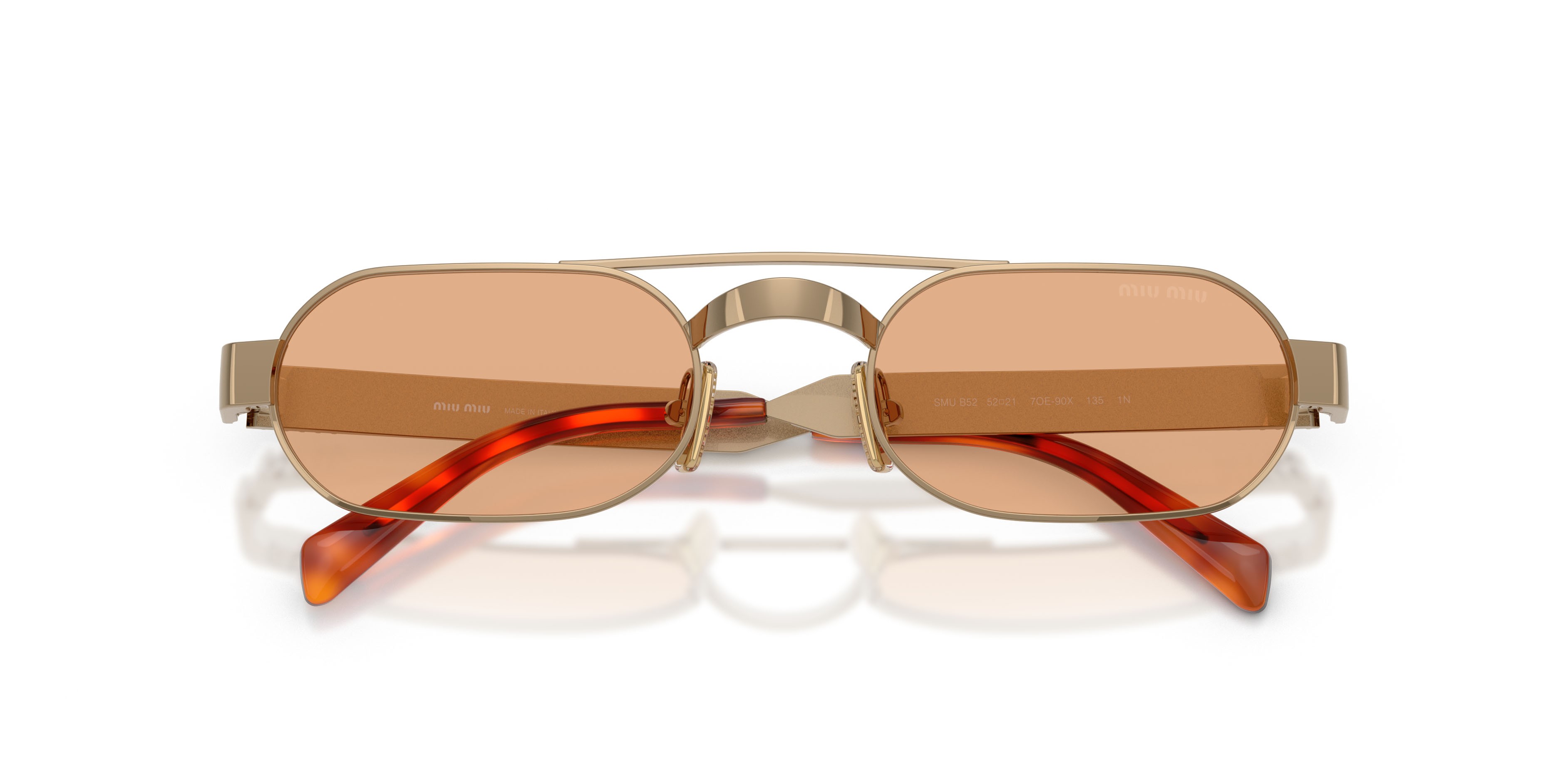 Occhiali da sole Miu Miu MU B52S (7OE90X) colore ottone forma ovale lenti arancione