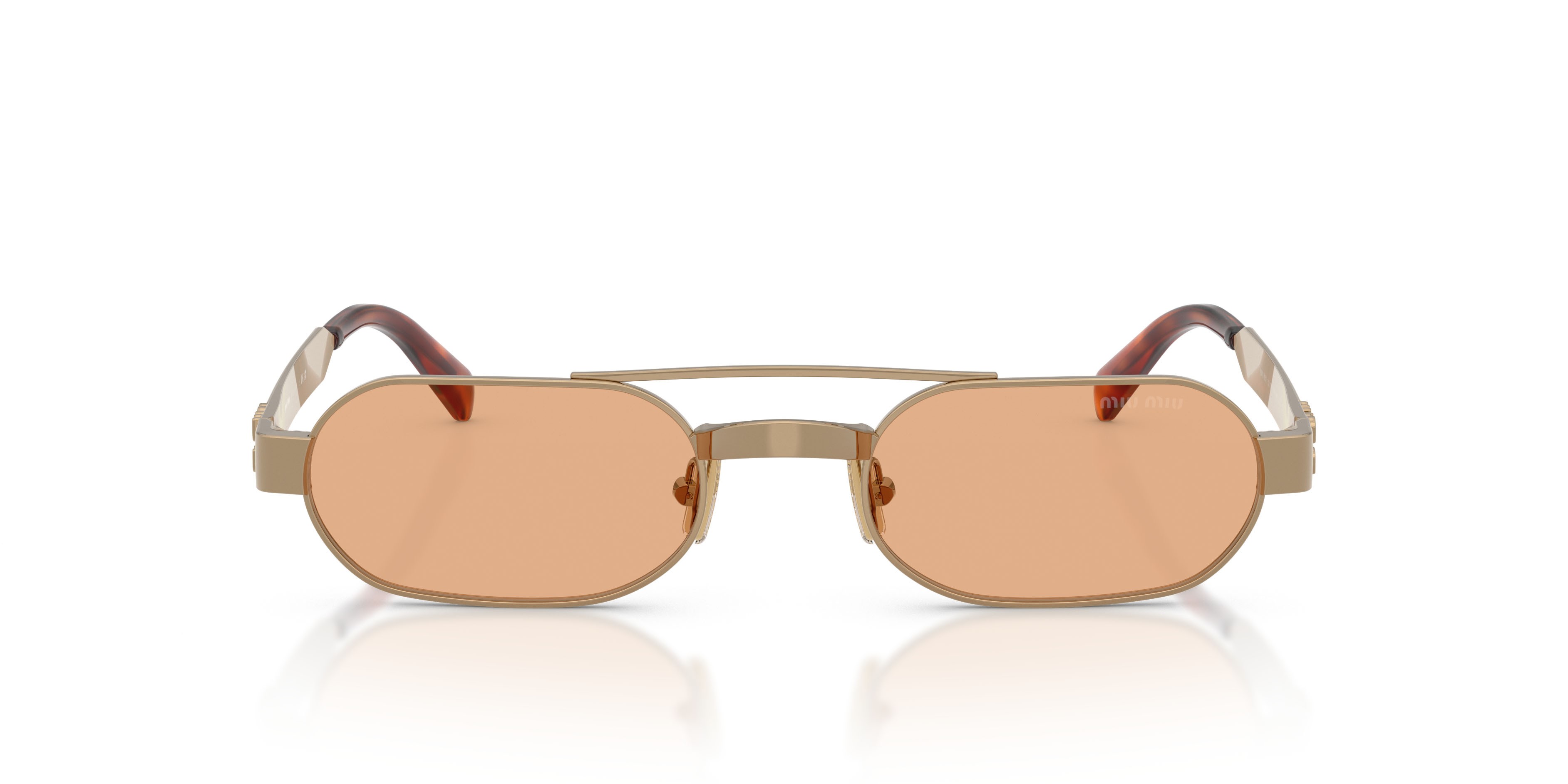 Occhiali da sole Miu Miu MU B52S (7OE90X) colore ottone forma ovale lenti arancione