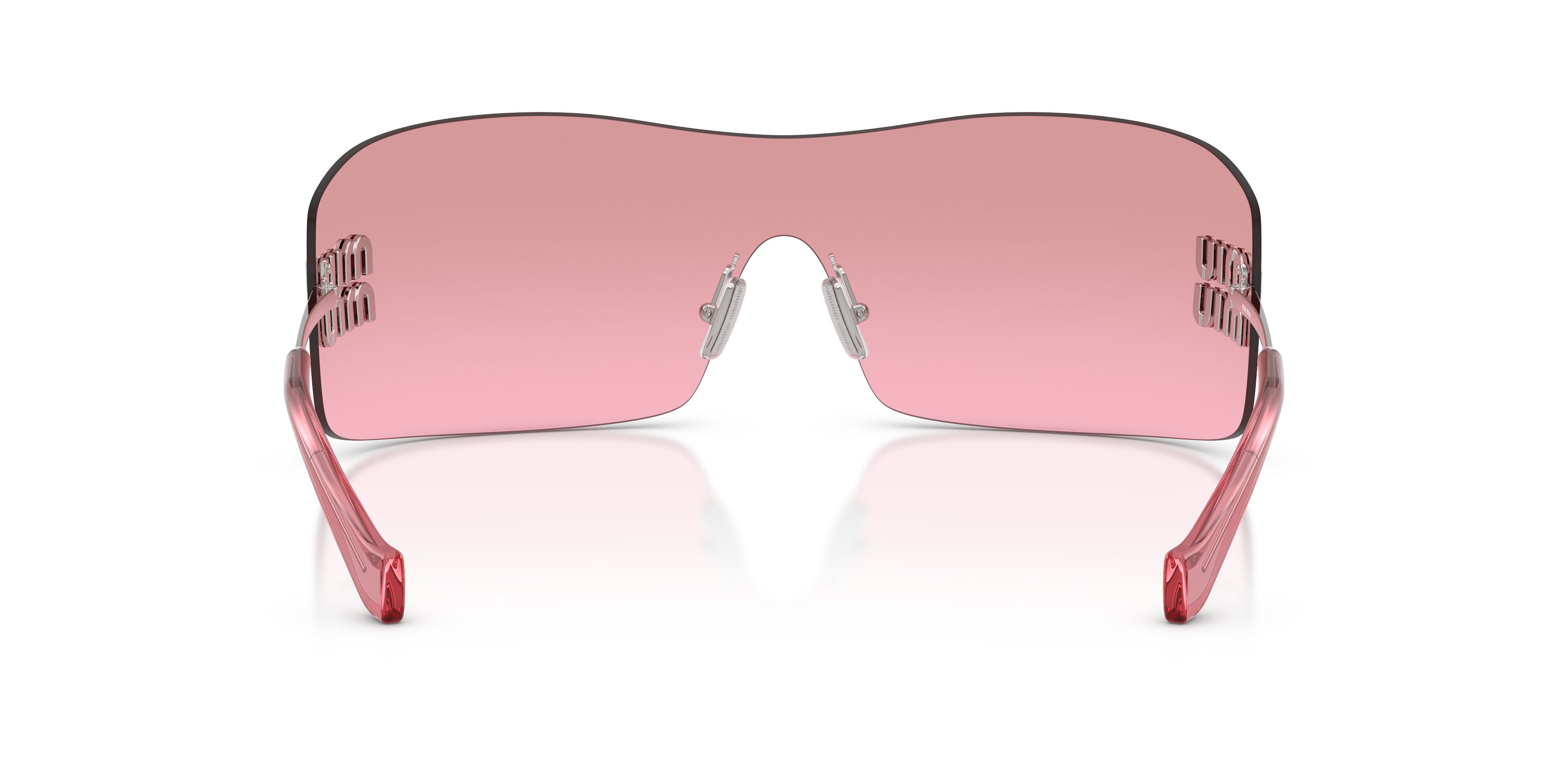 Occhiali da sole Miu Miu MU B53S (1BC70Y) colore argento forma rettangolare lenti rosa sfumato argento a specchio