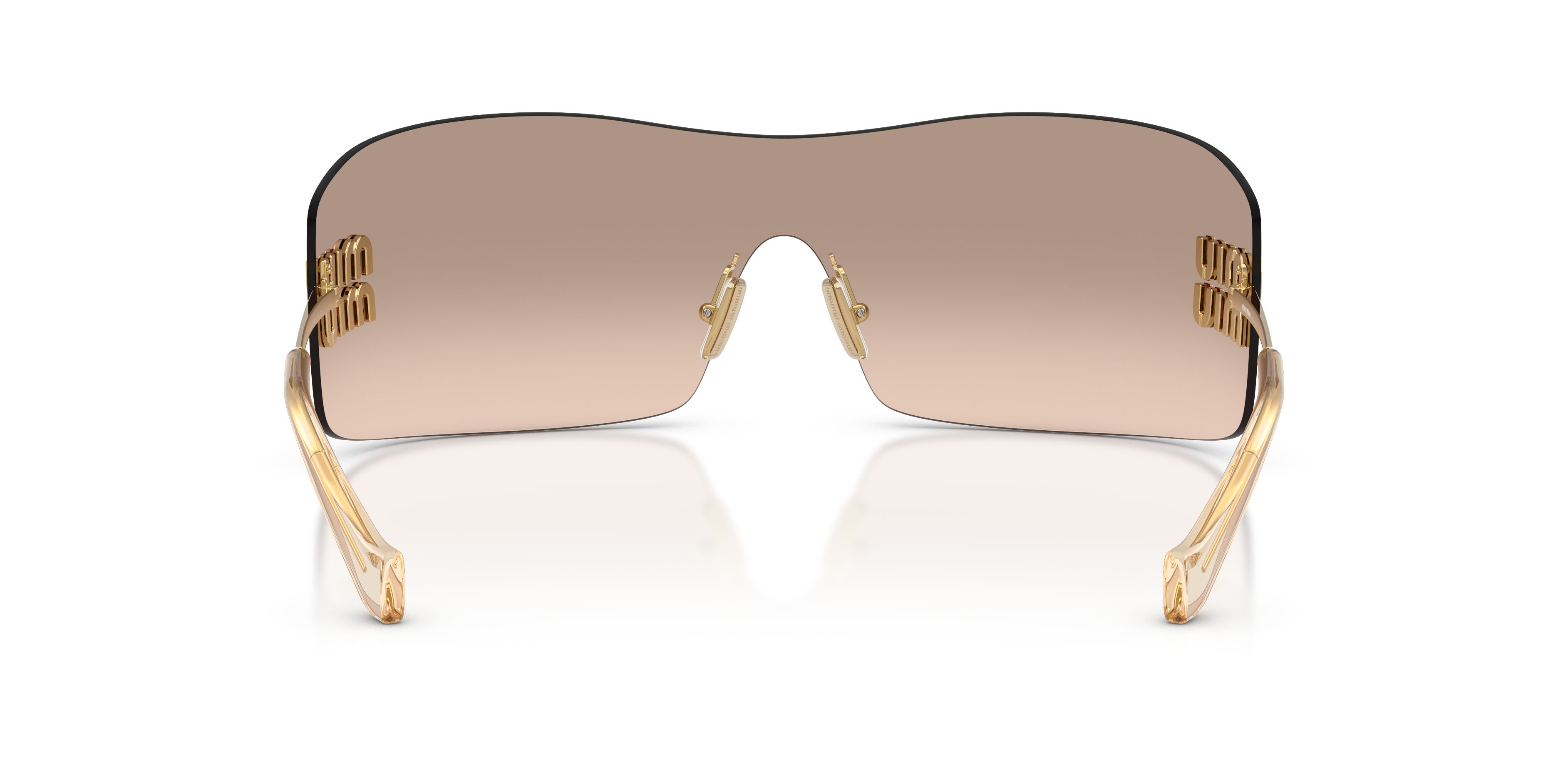 Occhiali da sole Miu Miu MU B53S (5AK20P) colore oro forma rettangolare lenti marrone chiaro specchiato bronzo