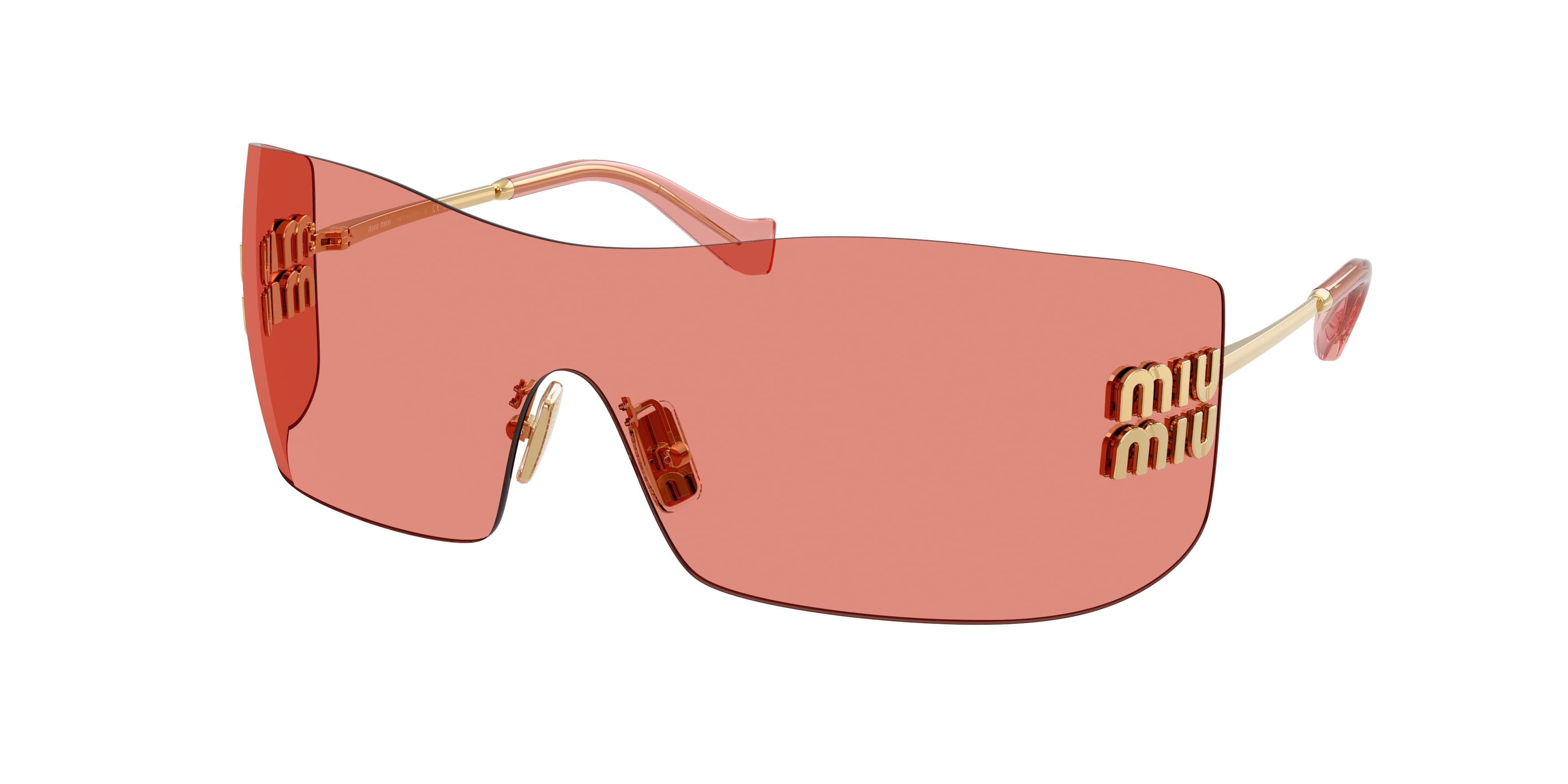 Occhiali da sole Miu Miu MU B53S (5AK20Y) colore oro forma rettangolare lenti rosso