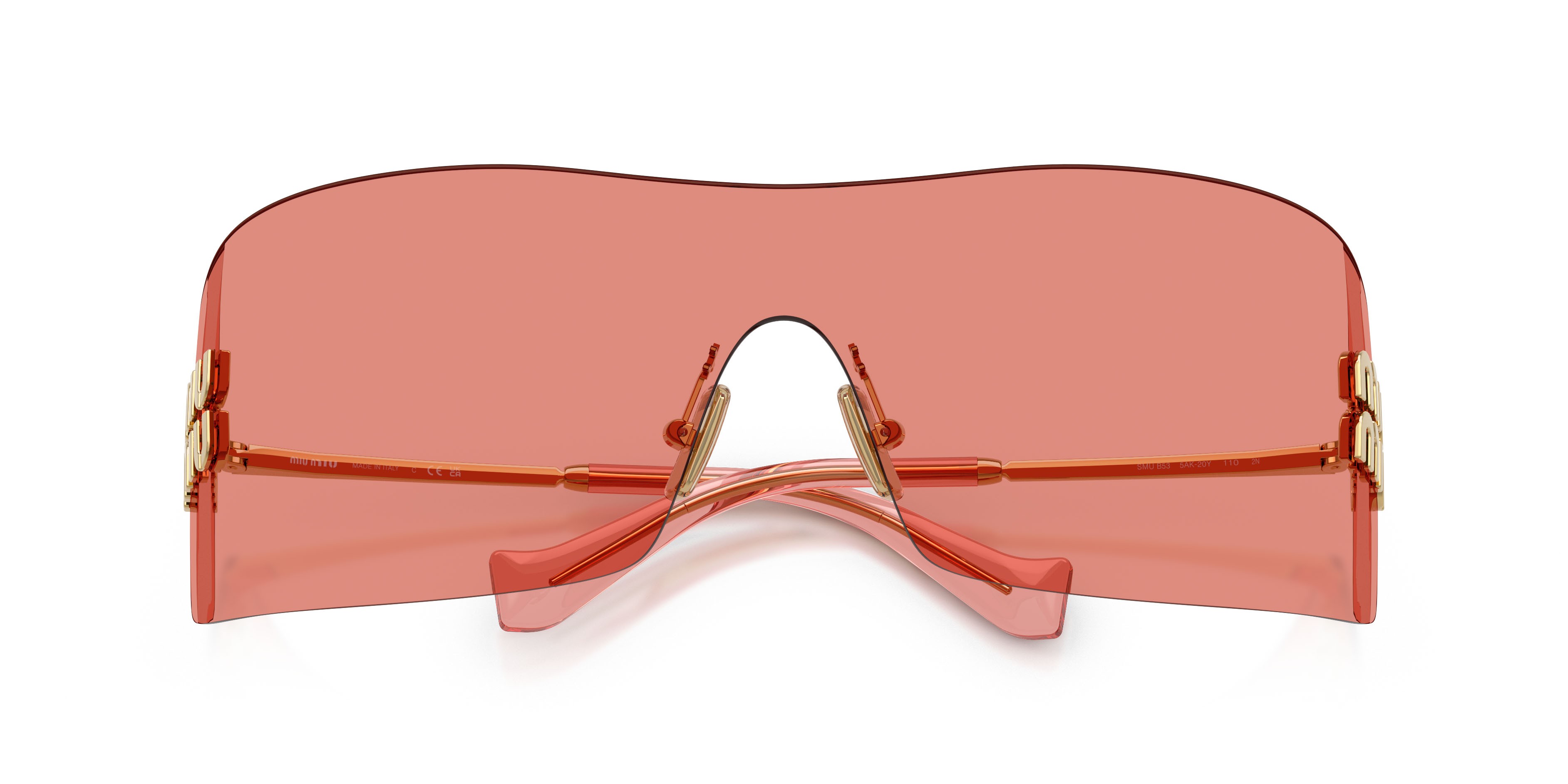 Occhiali da sole Miu Miu MU B53S (5AK20Y) colore oro forma rettangolare lenti rosso