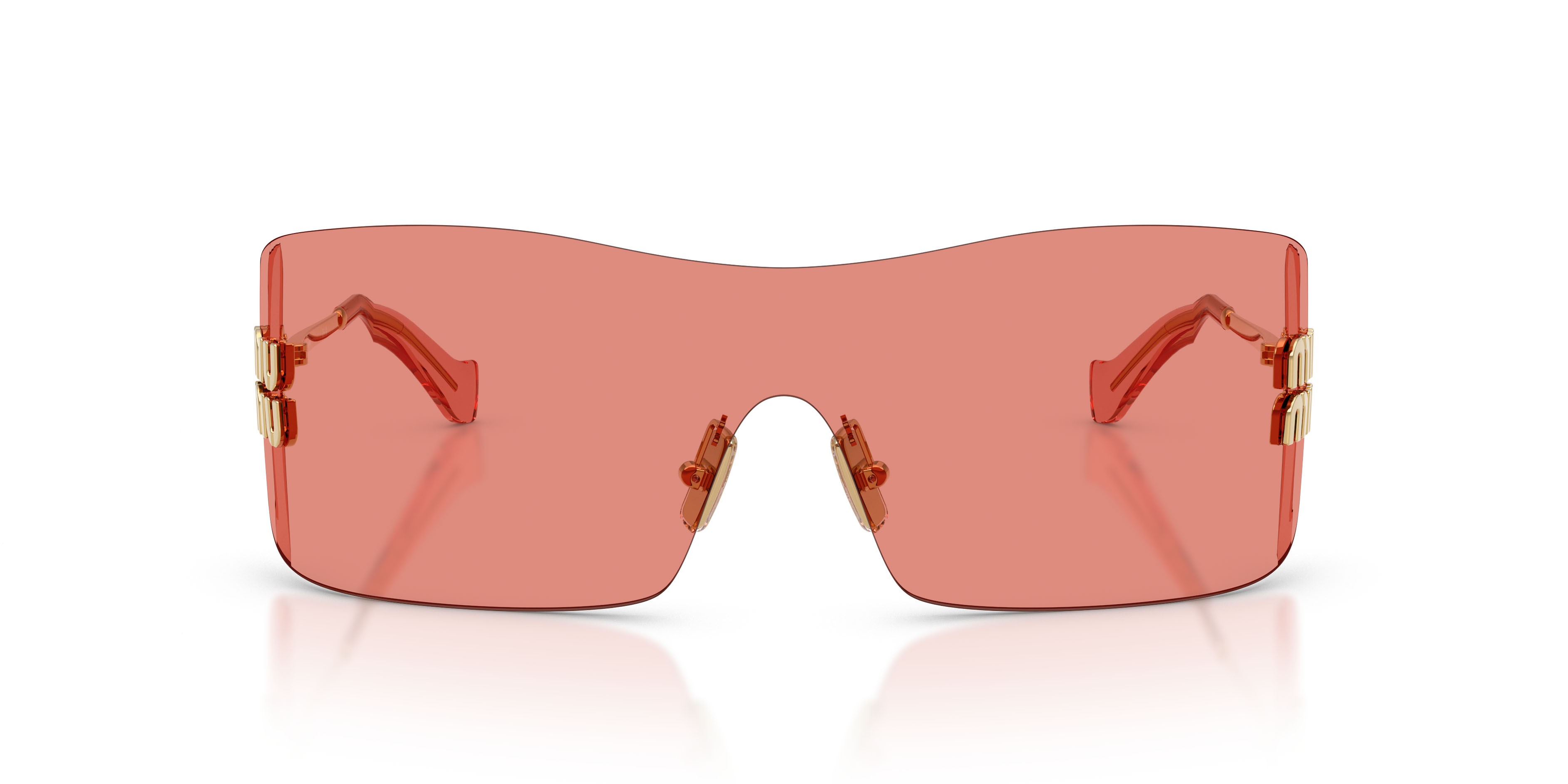 Occhiali da sole Miu Miu MU B53S (5AK20Y) colore oro forma rettangolare lenti rosso