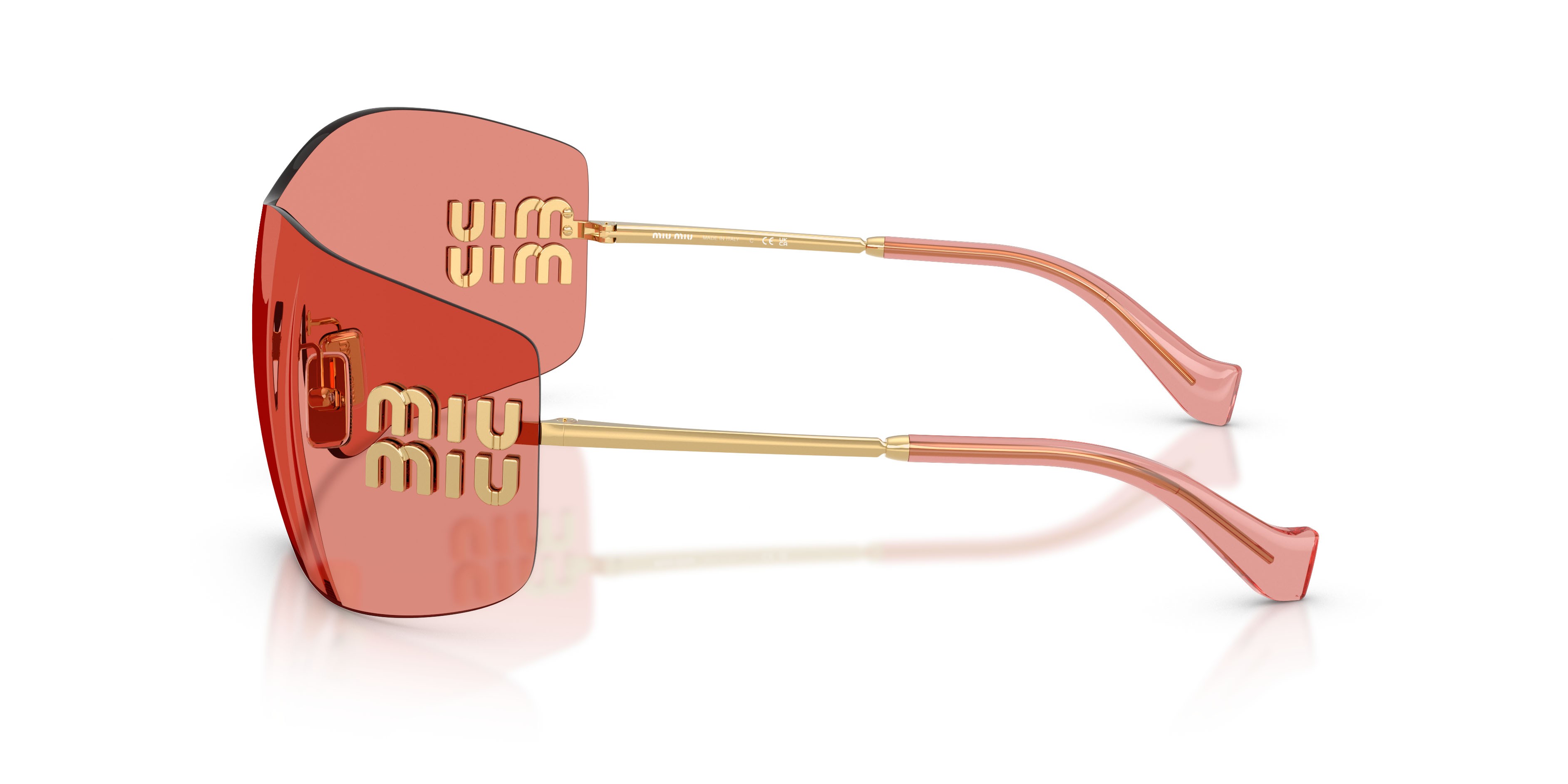Occhiali da sole Miu Miu MU B53S (5AK20Y) colore oro forma rettangolare lenti rosso