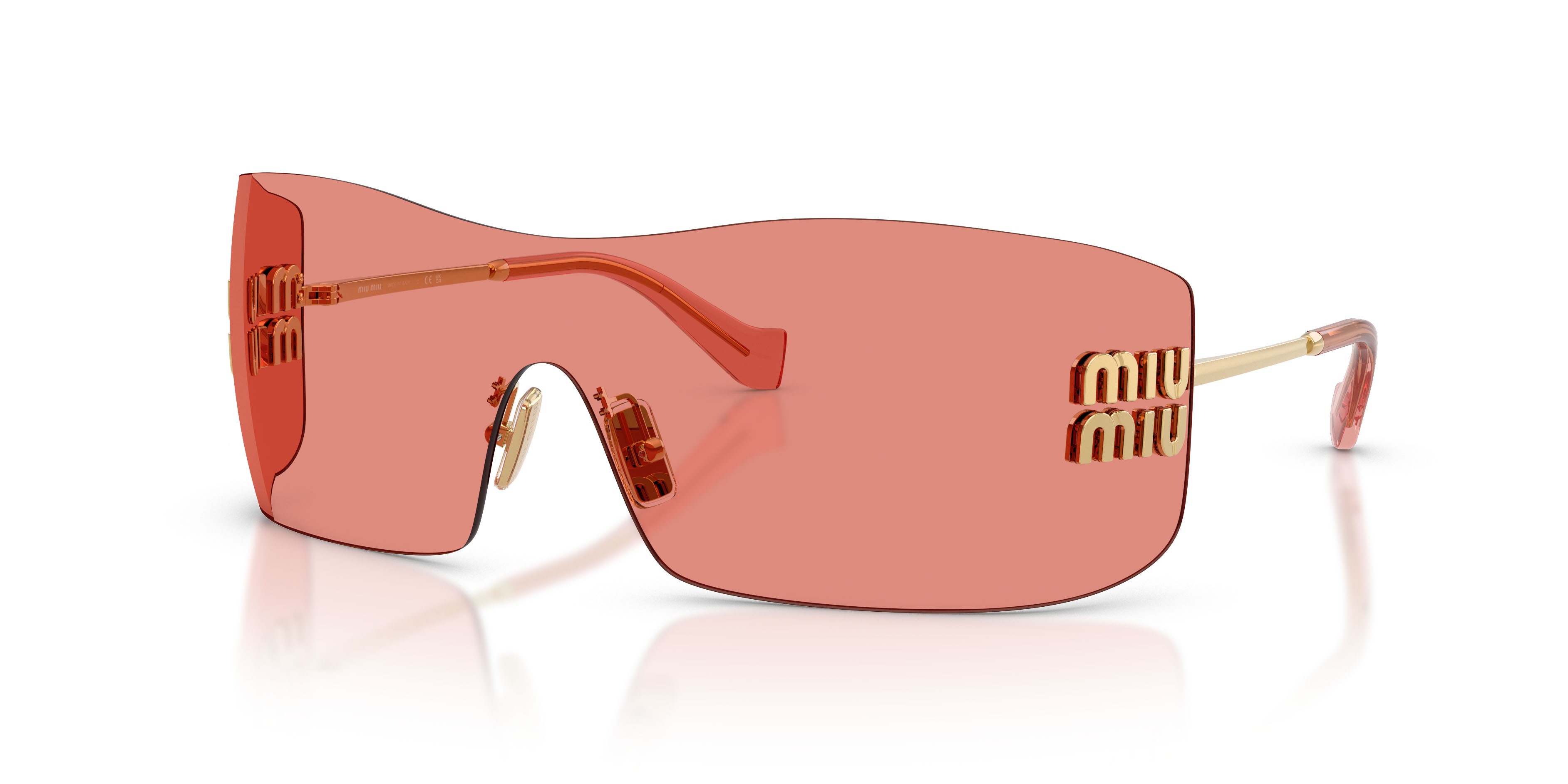Occhiali da sole Miu Miu MU B53S (5AK20Y) colore oro forma rettangolare lenti rosso
