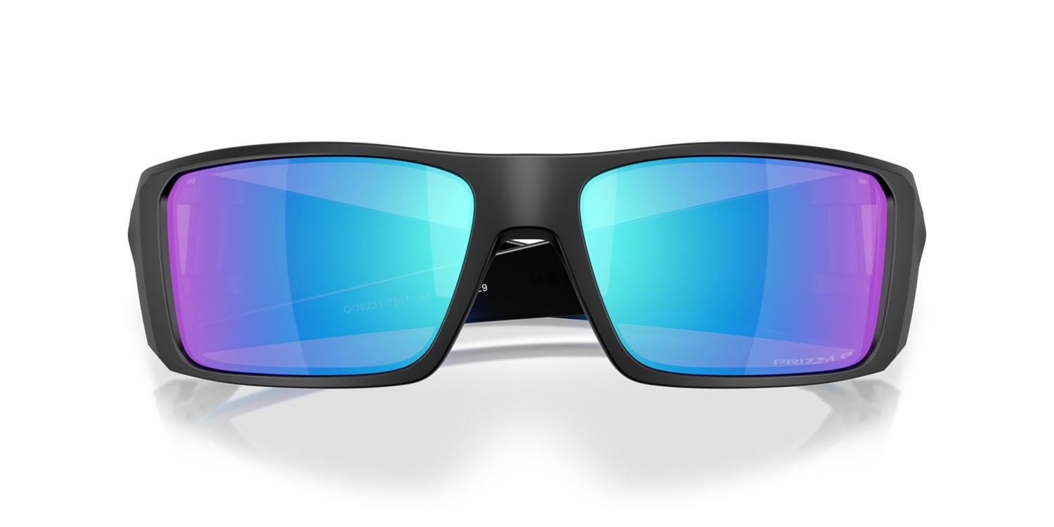 Sonnenbrillen Oakley Heliostat OO 9231 (923123) farbe nero opaco form rechteckig gläser prizm sapphire polarized