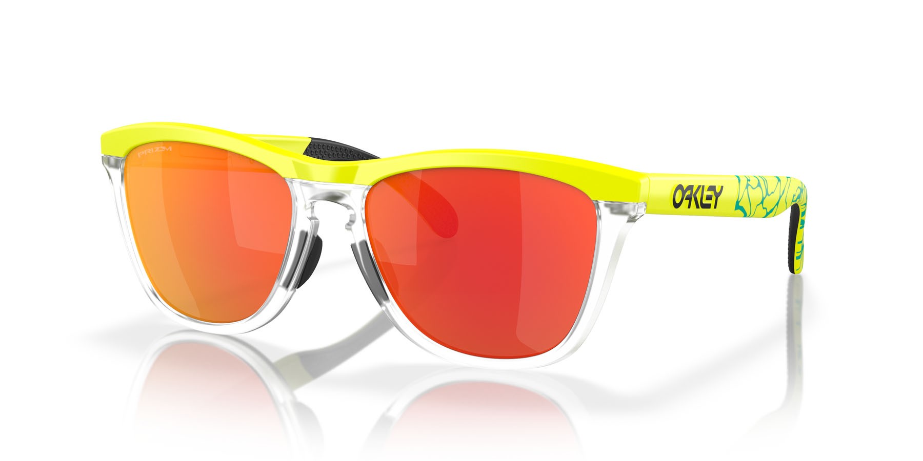 Sonnenbrillen Oakley Frogskins Range OO 9284 (928415) farbe giallo ottico opaco form rund gläser prizm ruby