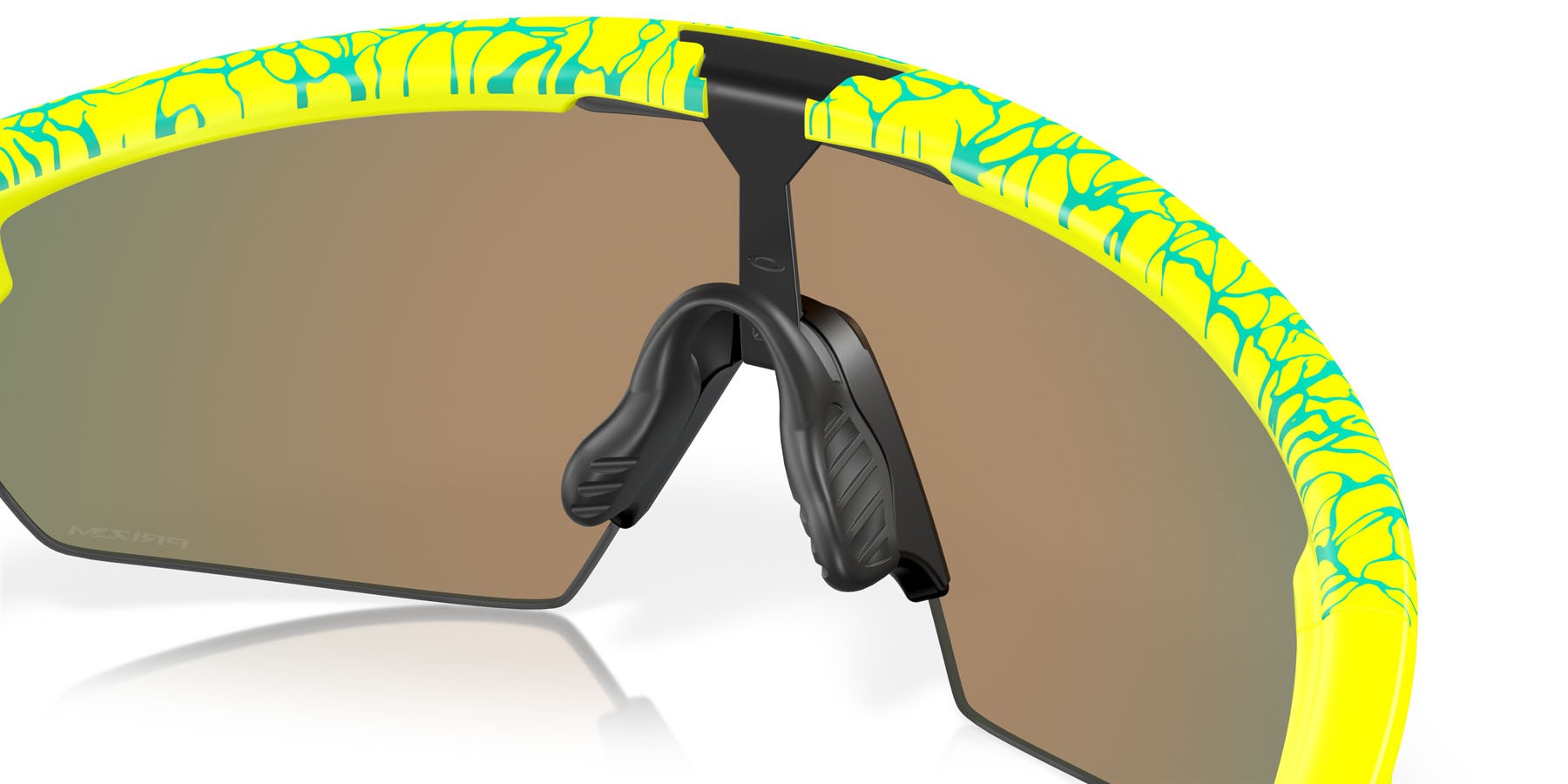 Occhiali da sole Oakley Sphaera Inner Spark Collection OO 9403 (940314) colore matte tennis ball yellow/celeste neuron forma mask lenti prizm ruby