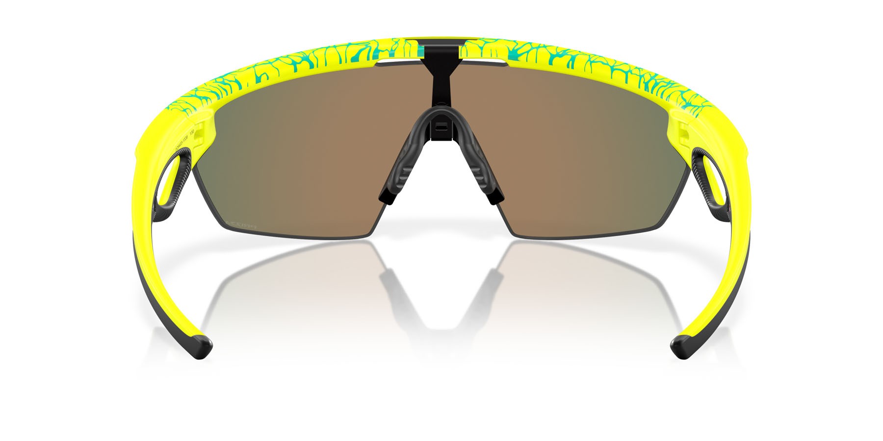 Occhiali da sole Oakley Sphaera Inner Spark Collection OO 9403 (940314) colore matte tennis ball yellow/celeste neuron forma mask lenti prizm ruby