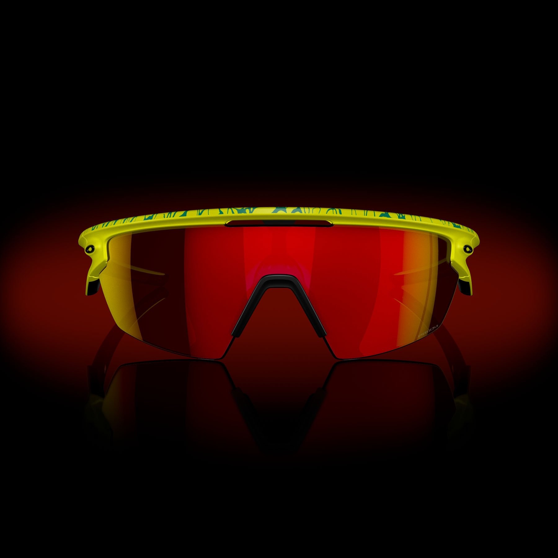 Occhiali da sole Oakley Sphaera Inner Spark Collection OO 9403 (940314) colore matte tennis ball yellow/celeste neuron forma mask lenti prizm ruby