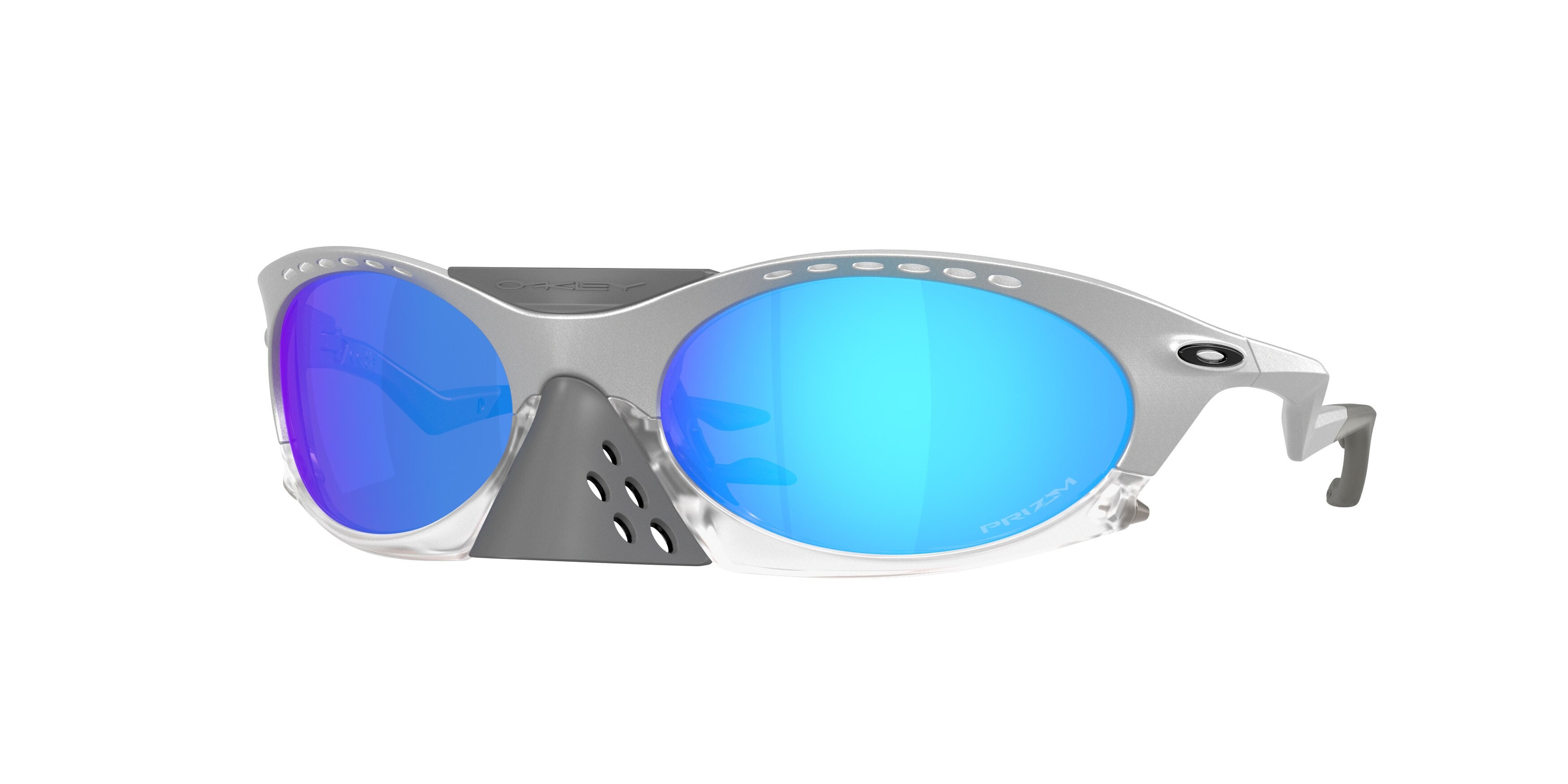 Sonnenbrillen Oakley Plantaris OO 9437 (943713) farbe x-silver form oval gläser prizm sapphire