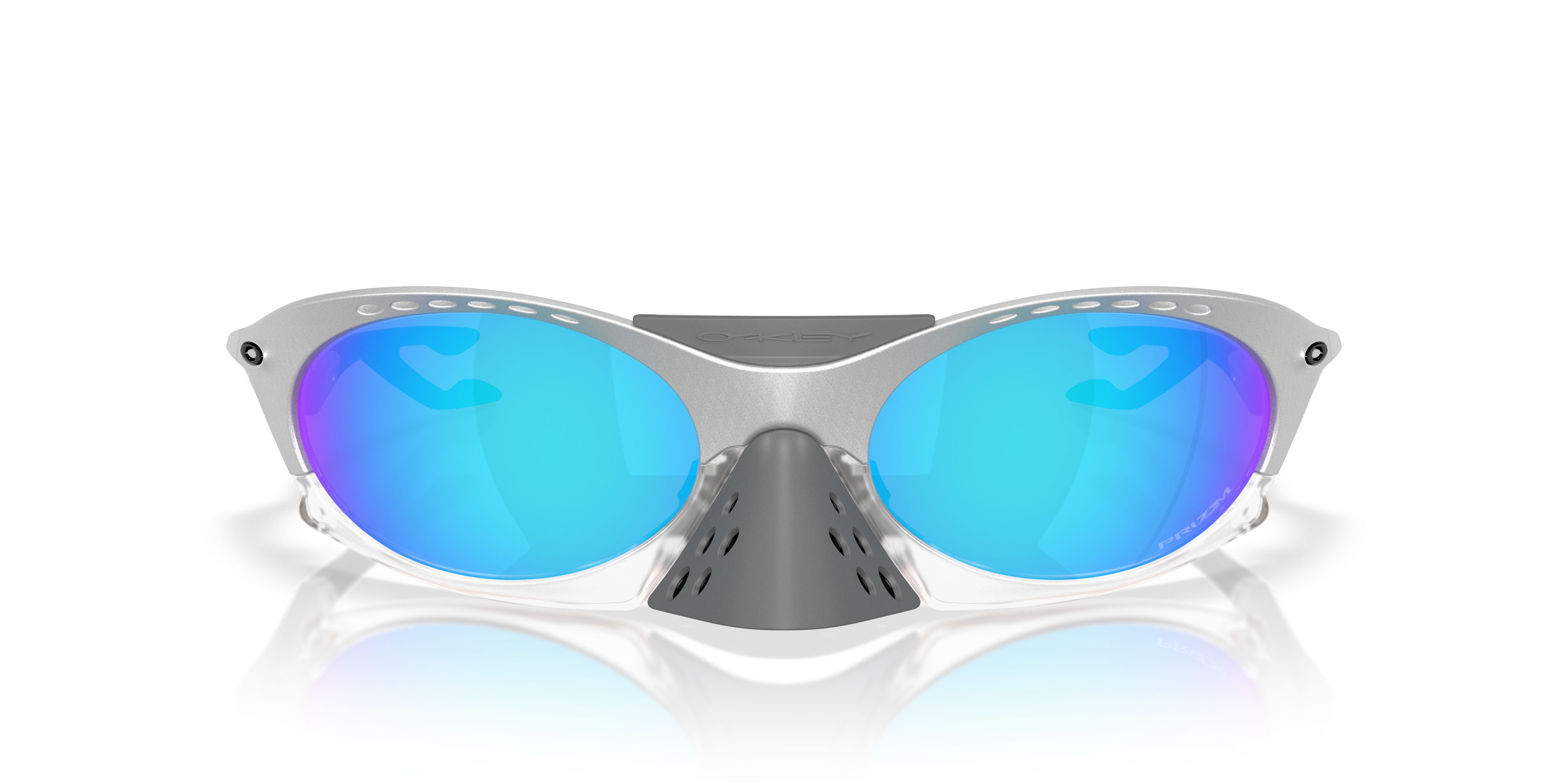 Sonnenbrillen Oakley Plantaris OO 9437 (943713) farbe x-silver form oval gläser prizm sapphire