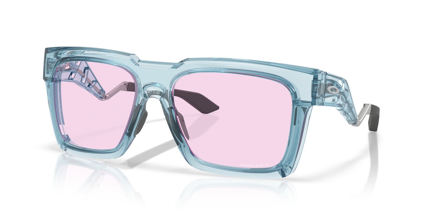 Occhiali da sole Oakley Enigma Ink OO 9485 (948503) colore stonewash trasparente lucido forma quadrato lenti prizm low light