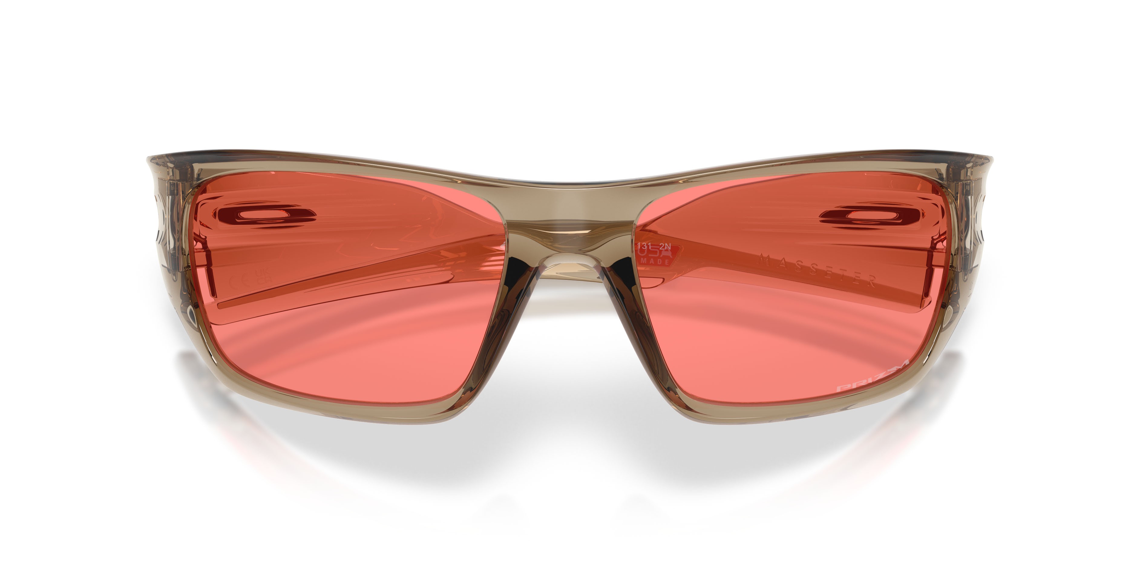 Occhiali da sole Oakley Masseter OO 9486 (948616) colore sabbia trasparente forma rettangolare lenti prizm peach