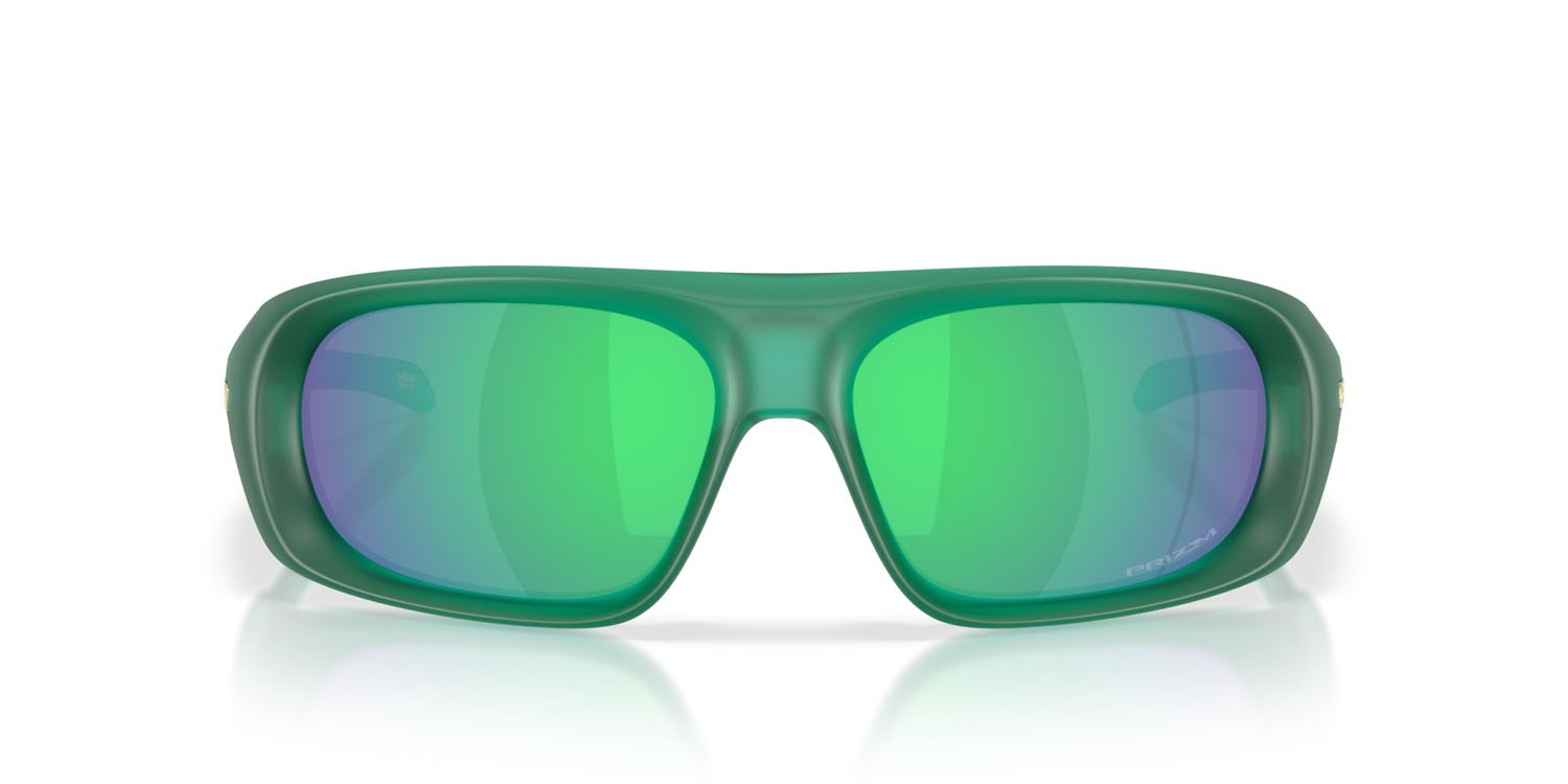 Occhiali da sole Oakley Belleville OO 9491 (949104) colore verde veronese trasparente opaco forma rettangolare lenti prizm jade