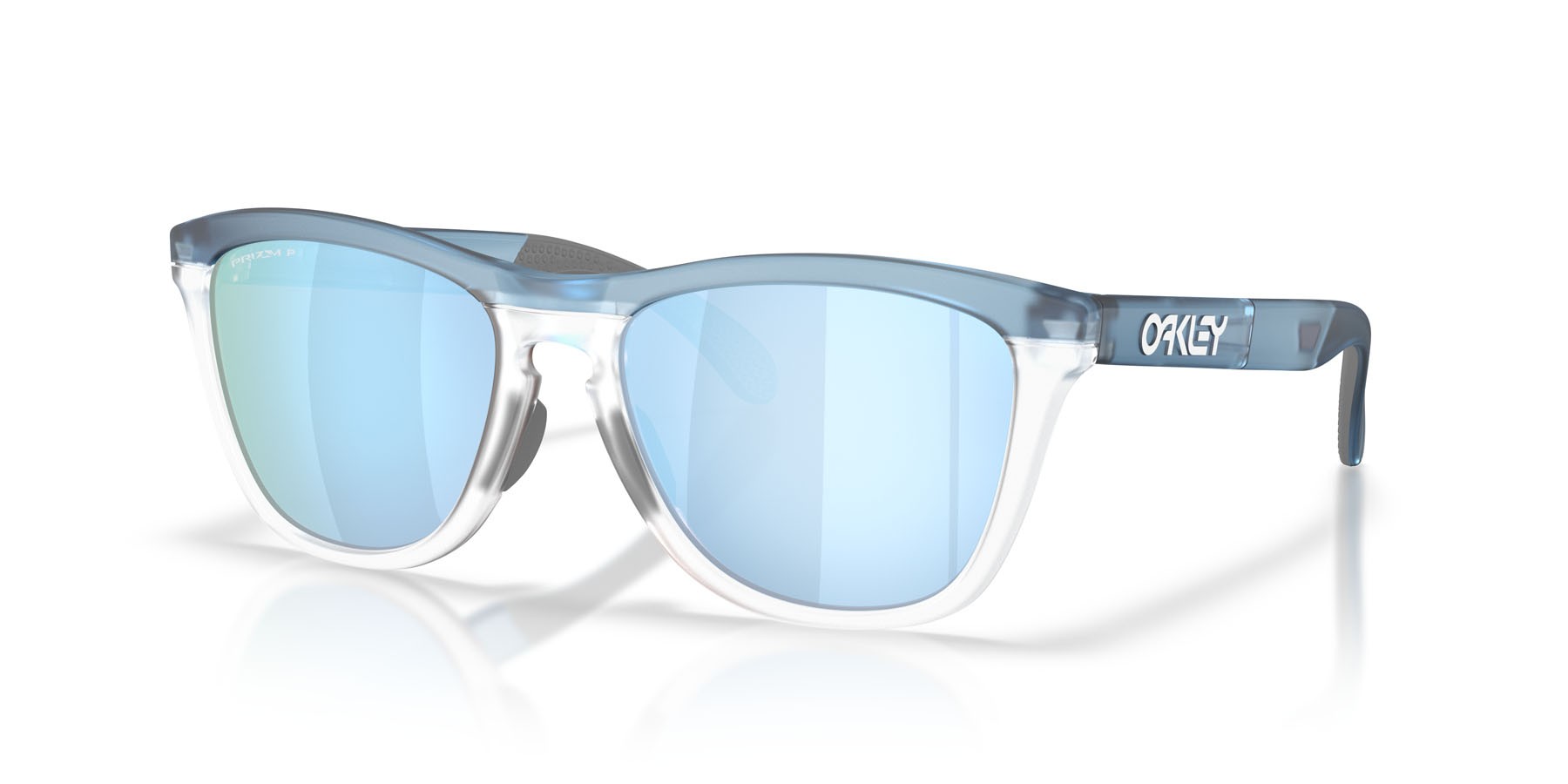 Sonnenbrillen Oakley Frogskins Range XL OO 9503 (950303) farbe stonewash trasparente/clear form rund gläser prizm deep water polarized