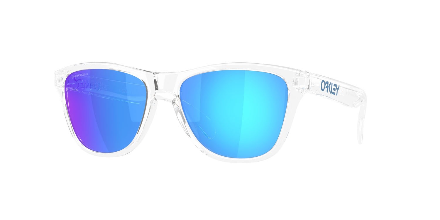 Occhiali da sole Oakley Frogskins S OO 9508 (950801) colore trasparente lucido forma rotondo lenti prizm sapphire