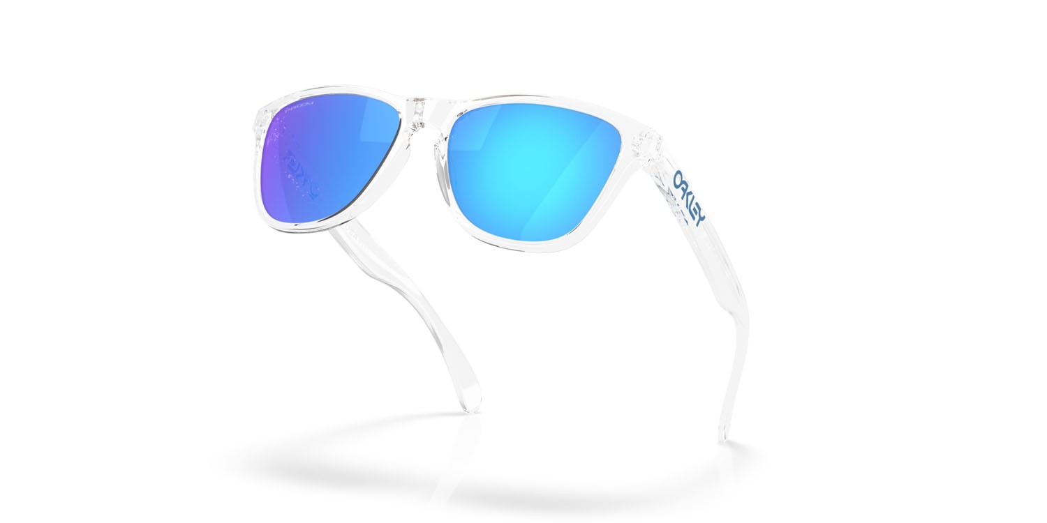 Occhiali da sole Oakley Frogskins S OO 9508 (950801) colore trasparente lucido forma rotondo lenti prizm sapphire