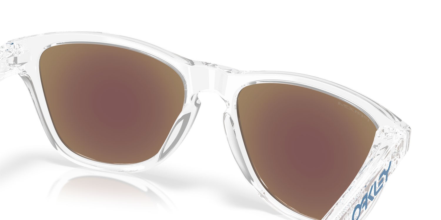 Occhiali da sole Oakley Frogskins S OO 9508 (950801) colore trasparente lucido forma rotondo lenti prizm sapphire
