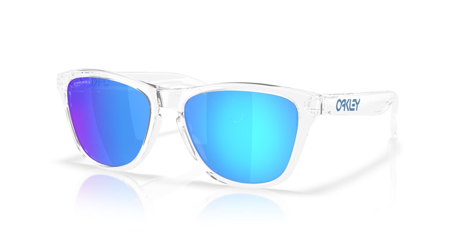 Occhiali da sole Oakley Frogskins S OO 9508 (950801) colore trasparente lucido forma rotondo lenti prizm sapphire
