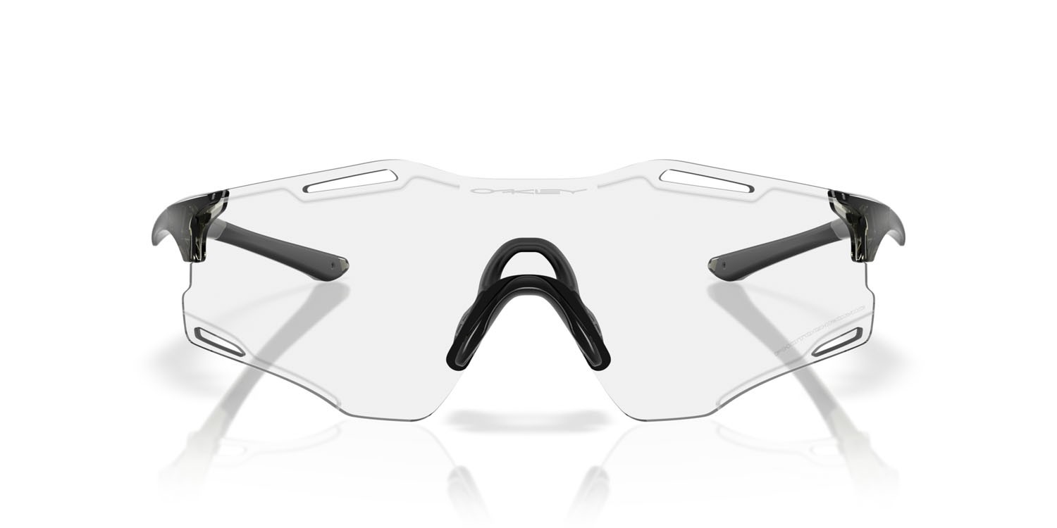 Sonnenbrillen Oakley Cybr Zero OO 9512D (951206) farbe grigio fumo traslucido form rechteckig gläser clear to black iridium photochromic