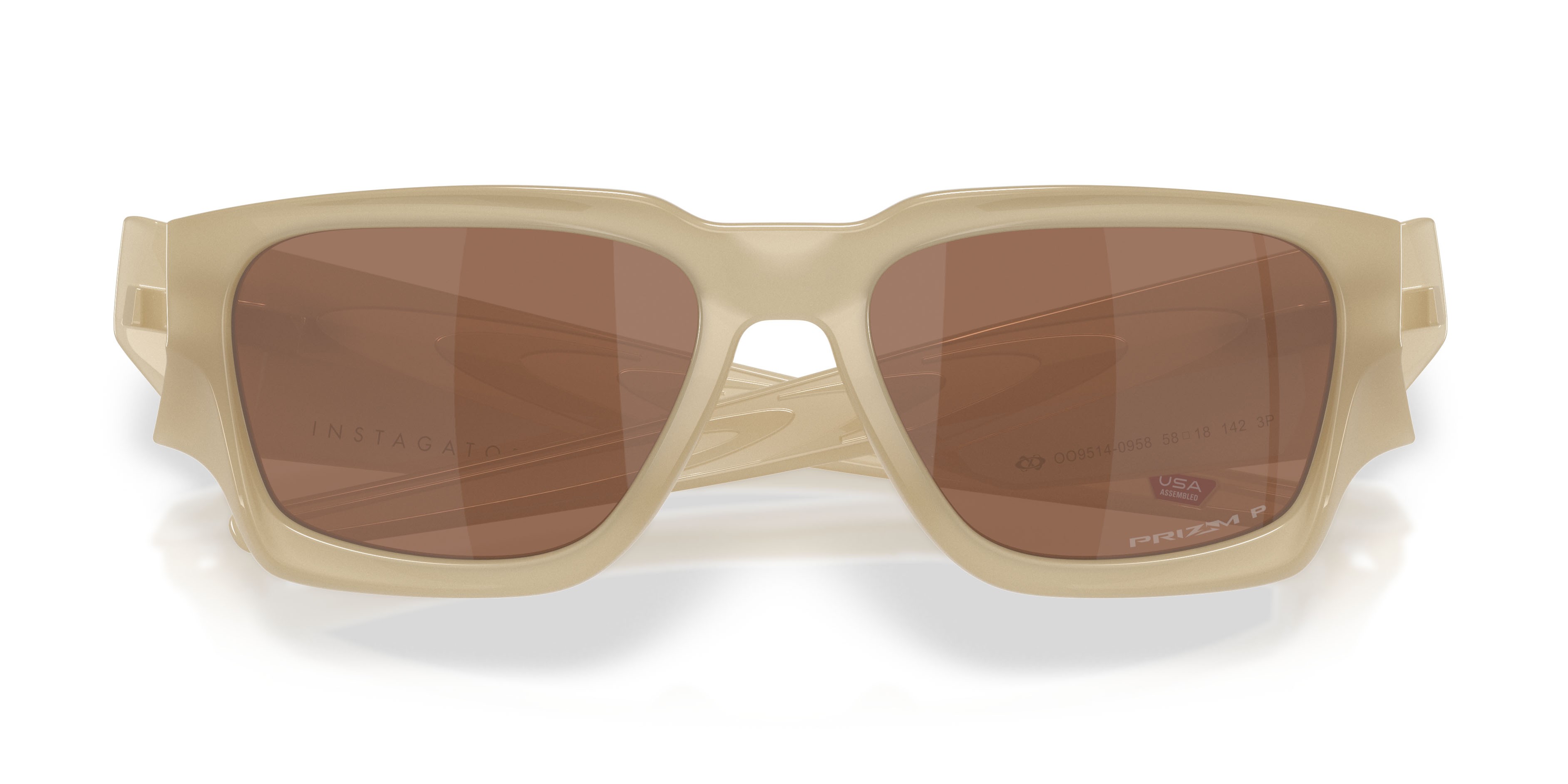 Occhiali da sole Oakley Instagator OO 9514 (951409) colore tempesta di sabbia forma rettangolare lenti prizm tungsten polarized