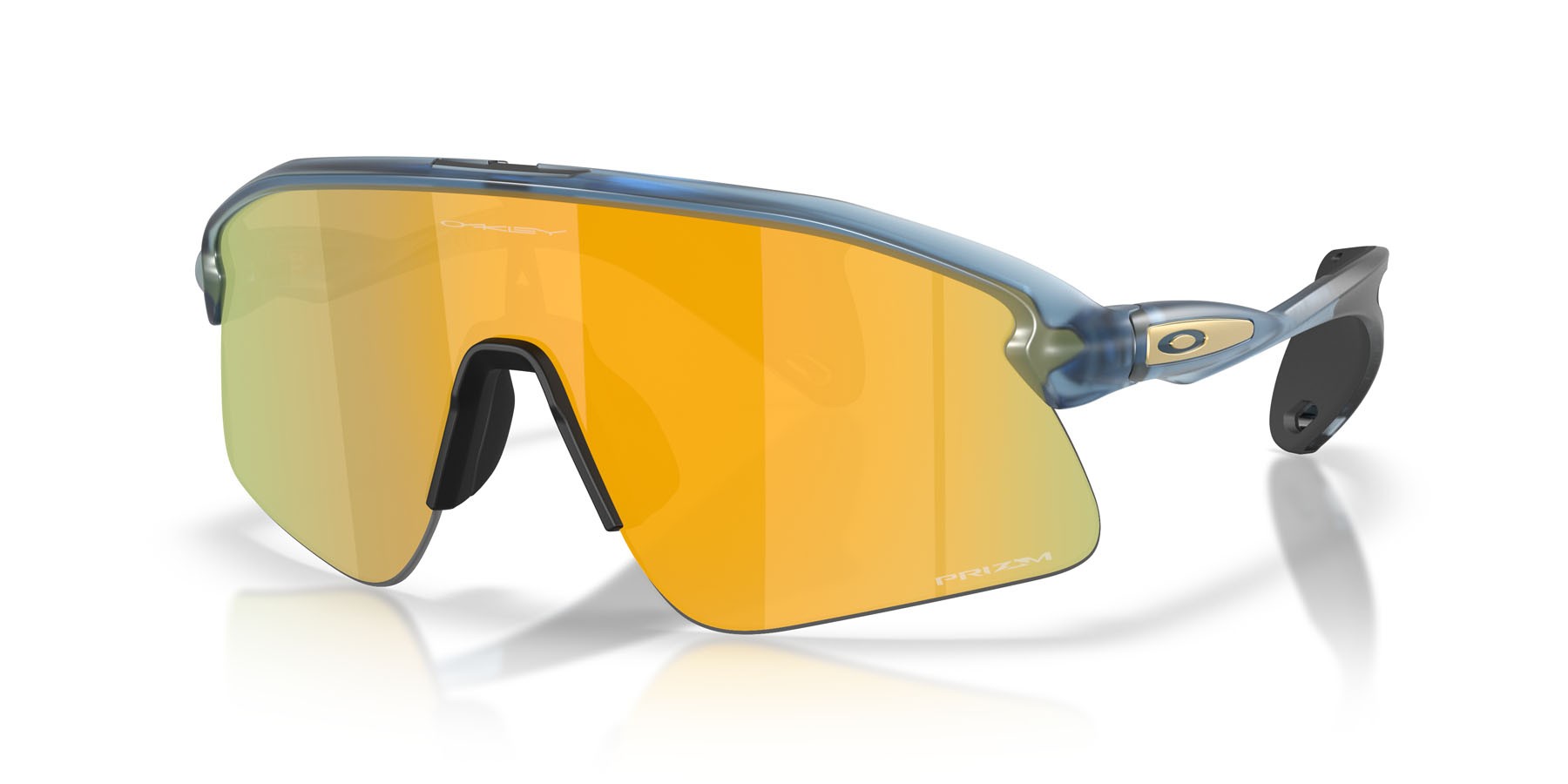 Sonnenbrillen Oakley Stunt Devil OO 9517 (951705) farbe blu abisso trasparente opaco form rechteckig gläser prizm 24k