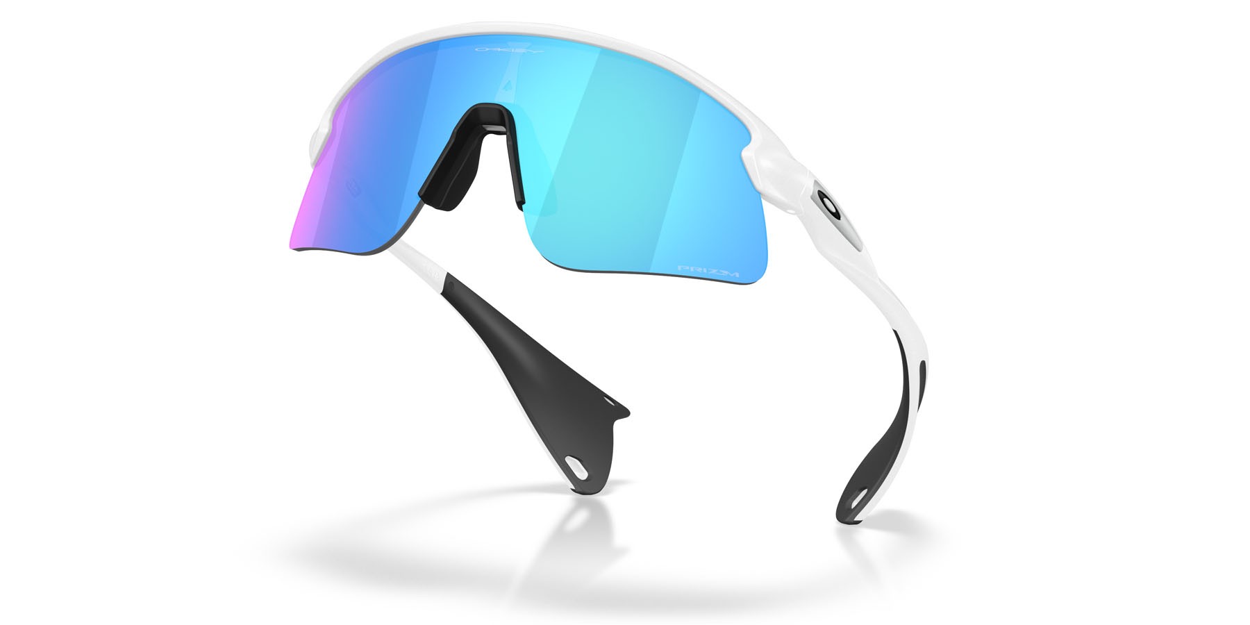 Sonnenbrillen Oakley Stunt Devil S OO 9518 (951804) farbe bianco opaco form rechteckig gläser prizm sapphire