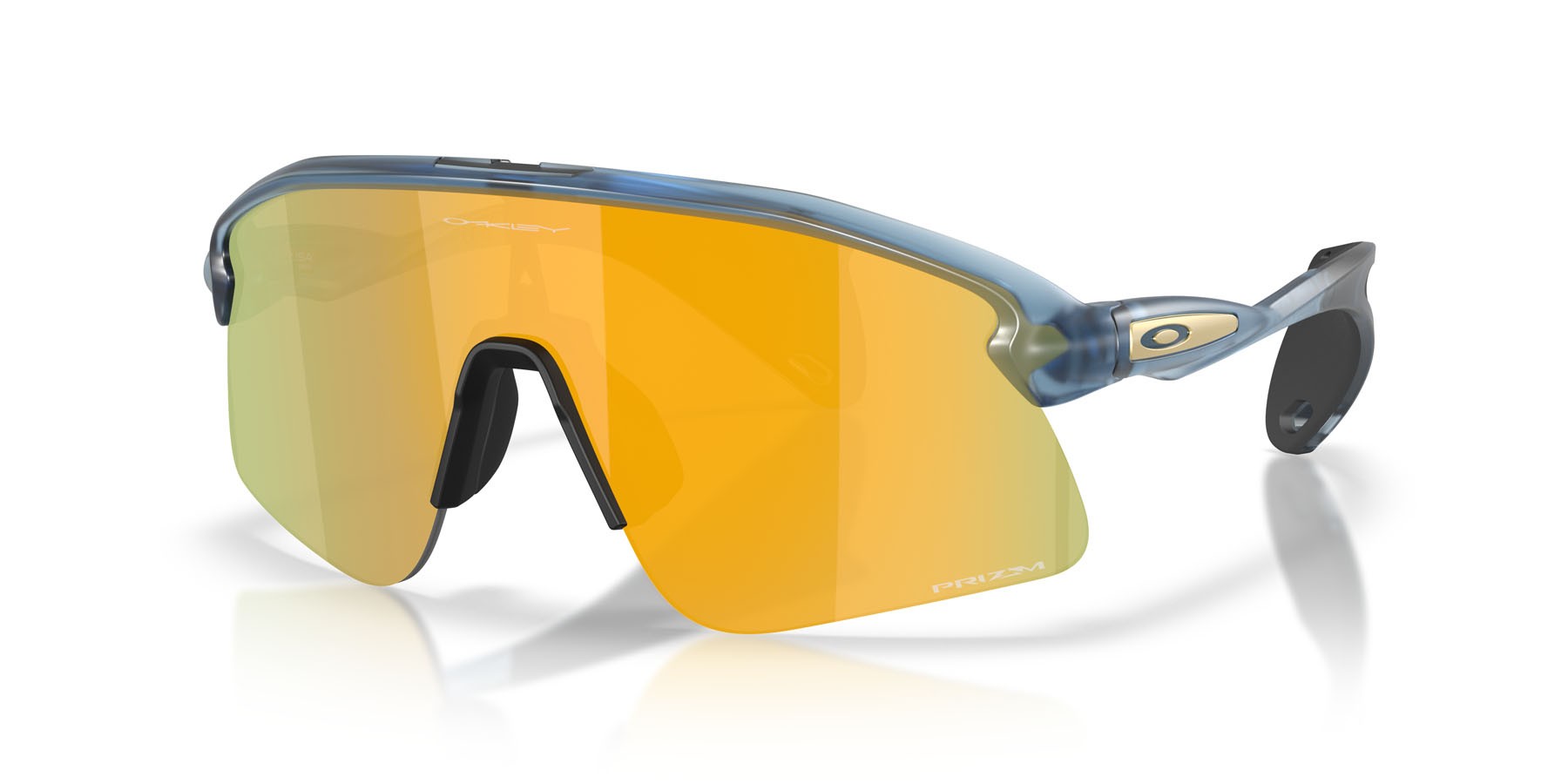 Sonnenbrillen Oakley Stunt Devil S OO 9518 (951805) farbe blu abisso trasparente opaco form rechteckig gläser prizm 24k