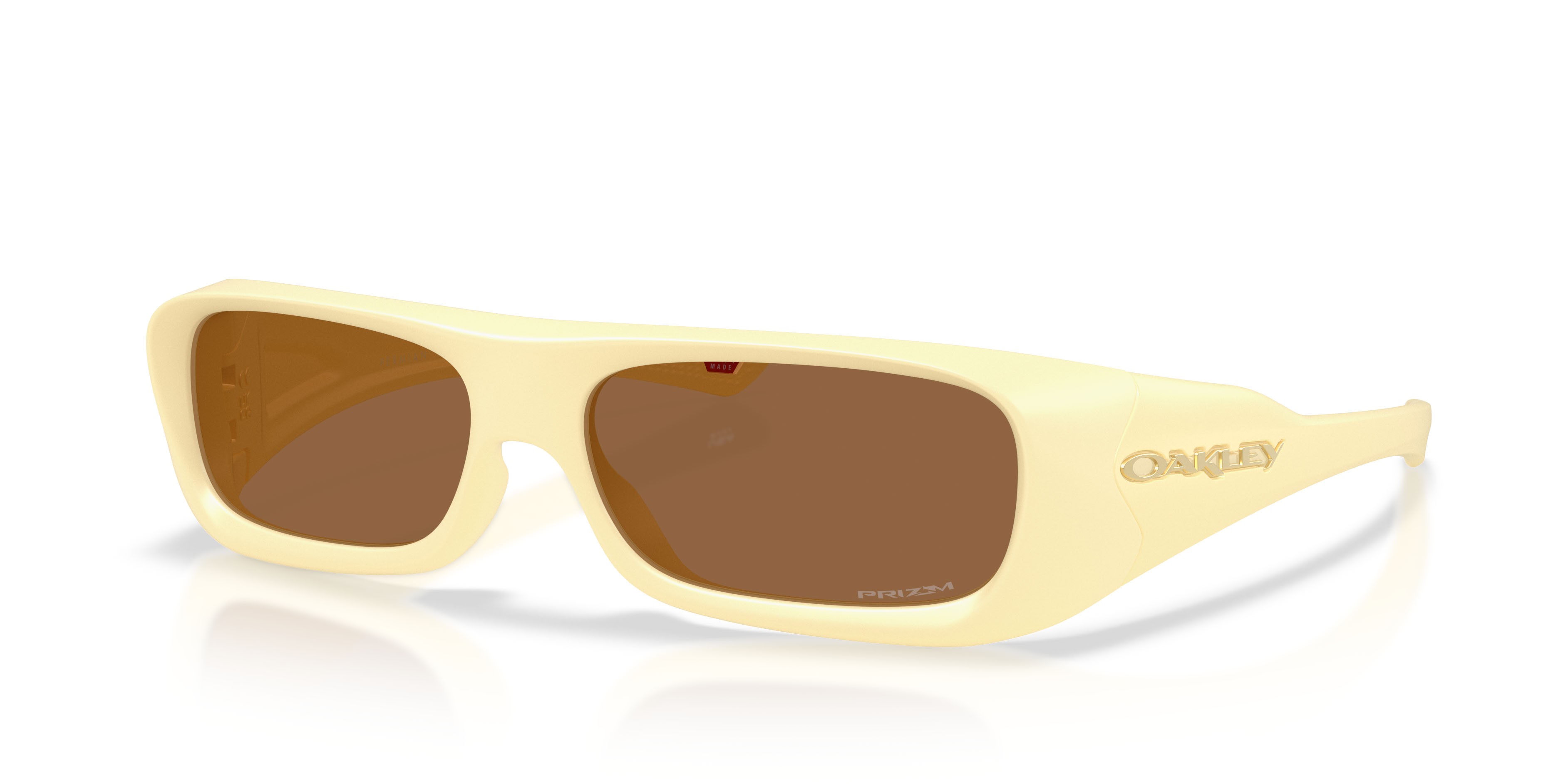 Sonnenbrillen Oakley Permian OO 9520 (952006) farbe milkshake giallo opaco form rechteckig gläser prizm bronze