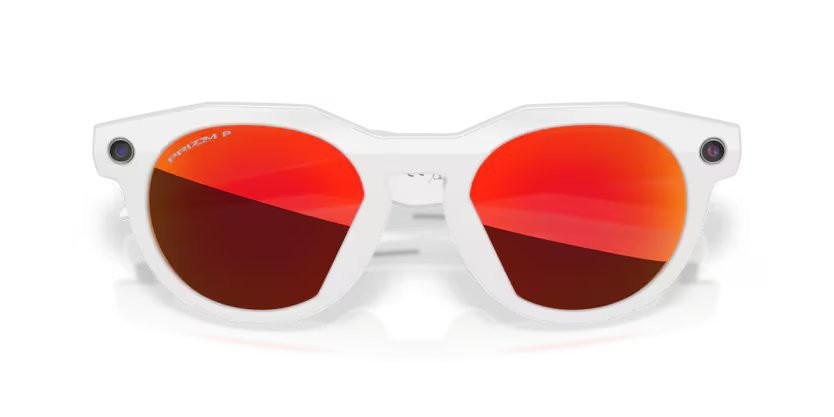 Occhiali da sole Oakley Meta AI Glasses HSTN OW 8002 (800204) colore grigio caldo forma rotondo lenti prizm ruby