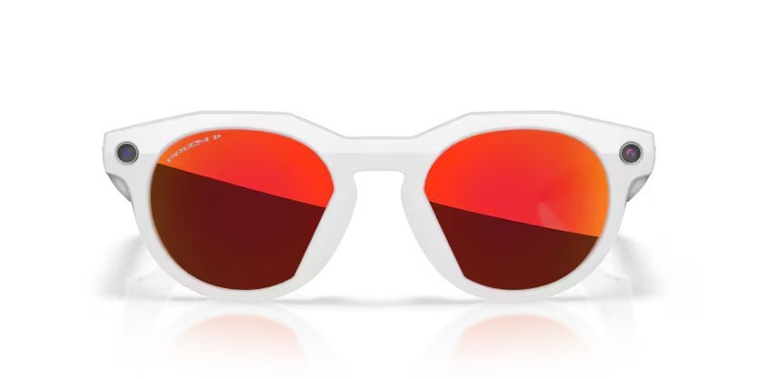 Occhiali da sole Oakley Meta AI Glasses HSTN OW 8002 (800204) colore grigio caldo forma rotondo lenti prizm ruby