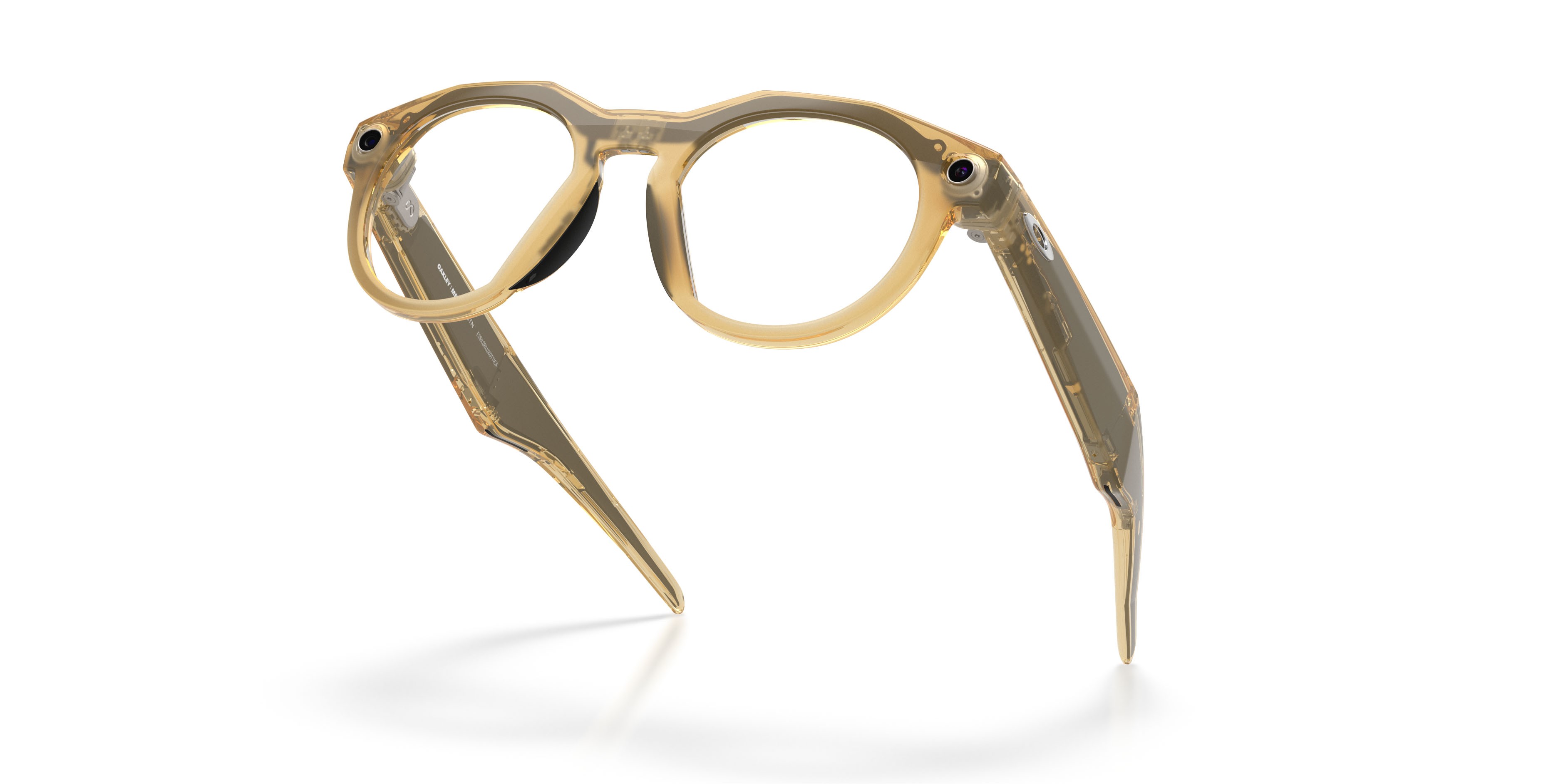 Sunglasses Oakley Meta AI Glasses Hstn OW 8002 (800208) color giallo curry chiaro shape round lenses transitions brown