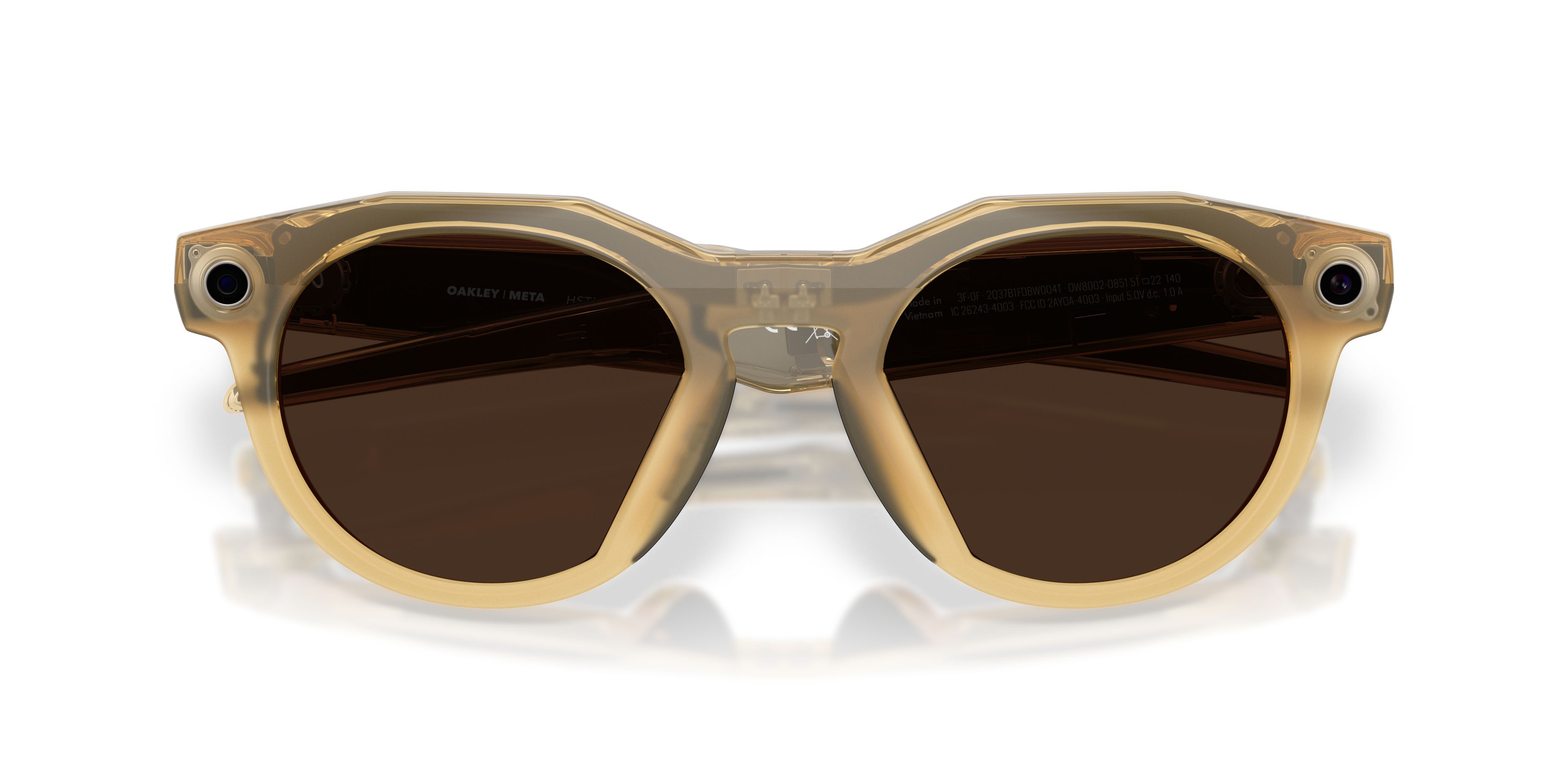 Sunglasses Oakley Meta AI Glasses Hstn OW 8002 (800208) color giallo curry chiaro shape round lenses transitions brown