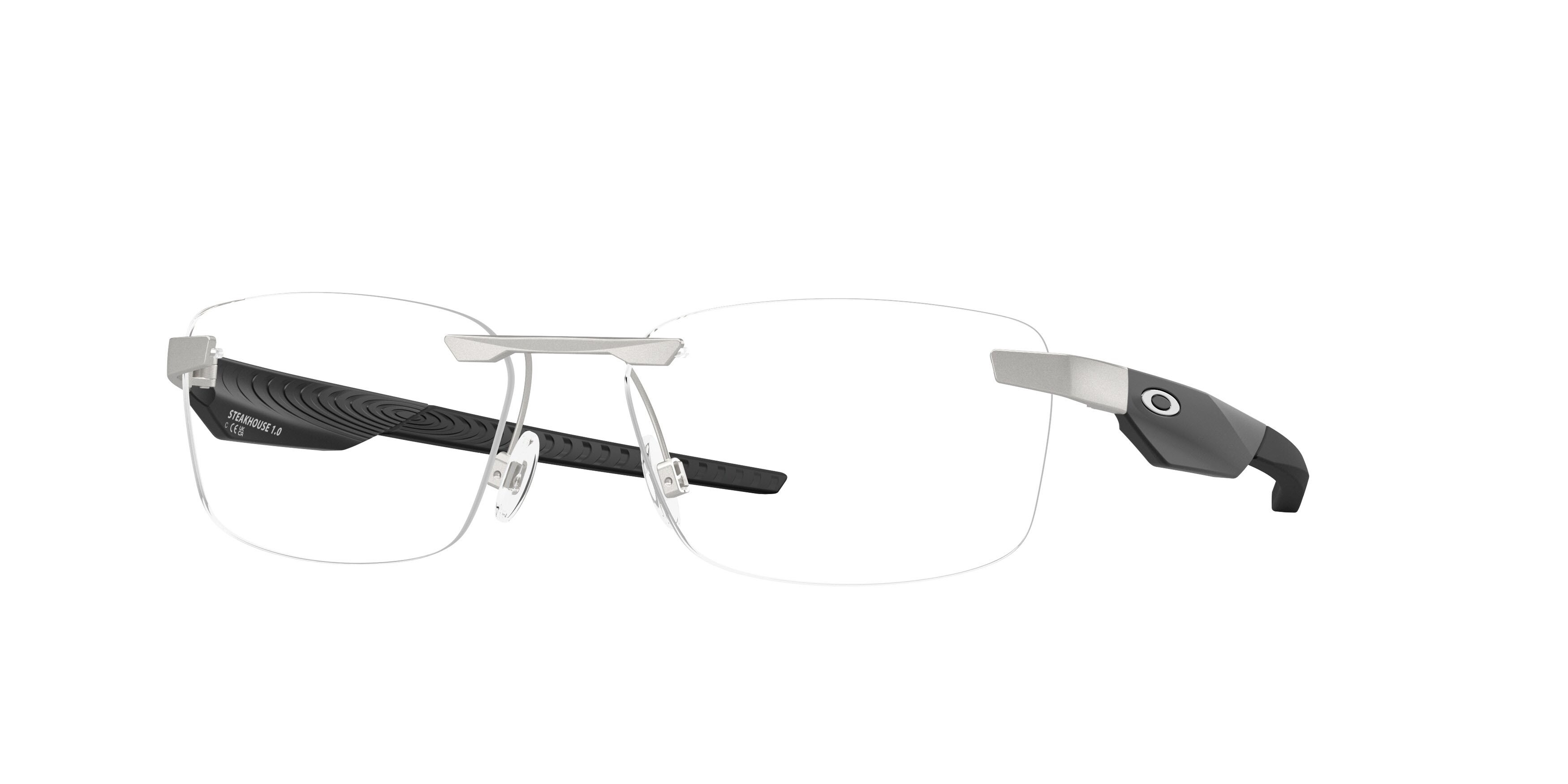 Occhiali da vista Oakley Steakhouse 1.0 OX 3126 (312604) colore cromo satinato forma rettangolare lenti lente demo
