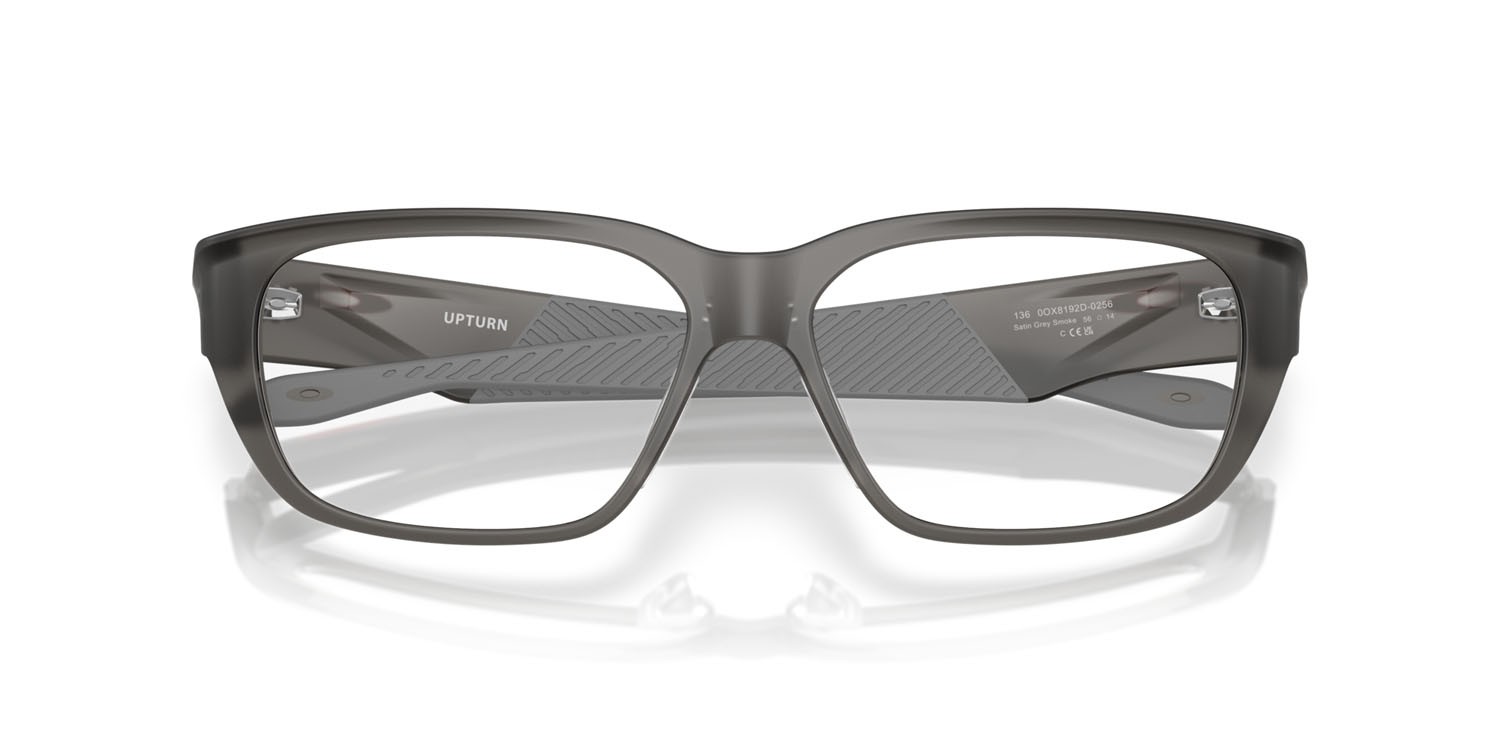 Occhiali da vista Oakley Upturn OX 8192D (819202) colore grigio fumo satinato forma rettangolare lenti lente demo