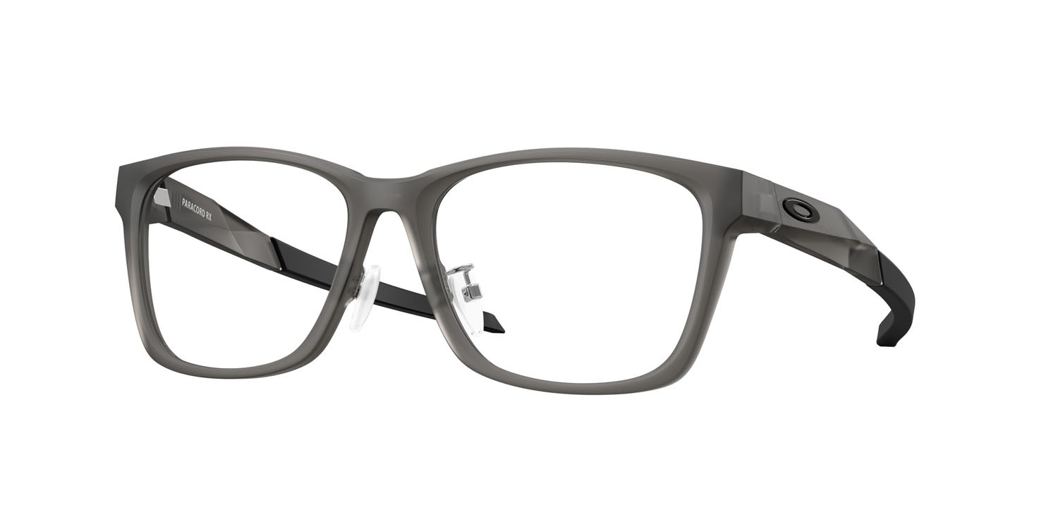 Occhiali da vista Oakley Paracord Rx OX 8196D (819602) colore grigio fumo satinato forma quadrato lenti lente demo