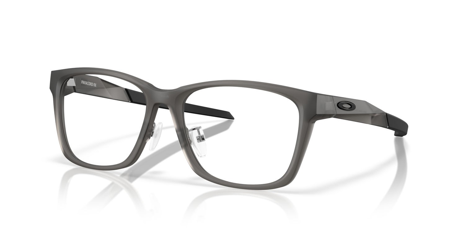 Occhiali da vista Oakley Paracord Rx OX 8196D (819602) colore grigio fumo satinato forma quadrato lenti lente demo