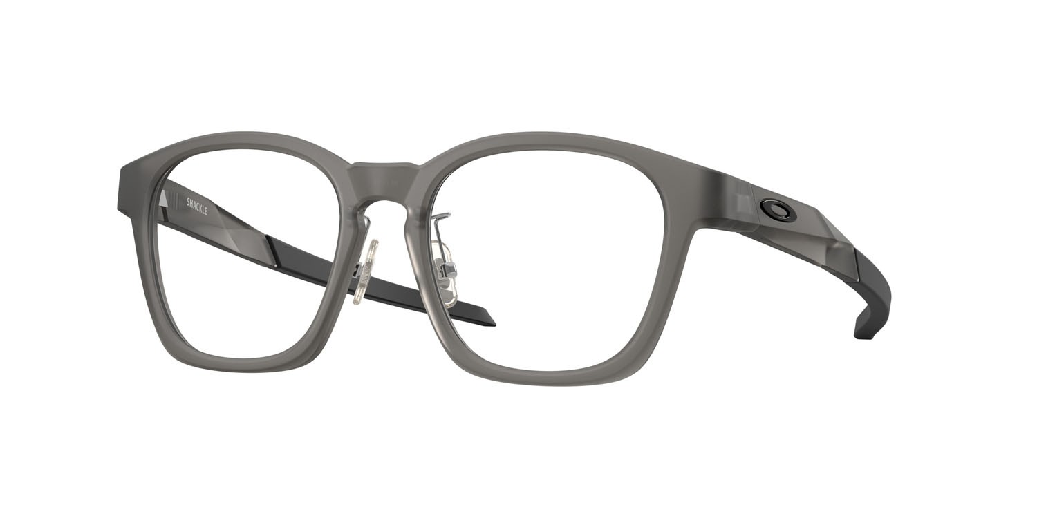 Occhiali da vista Oakley Shackle OX 8197D (819702) colore grigio fumo satinato forma quadrato lenti lente demo