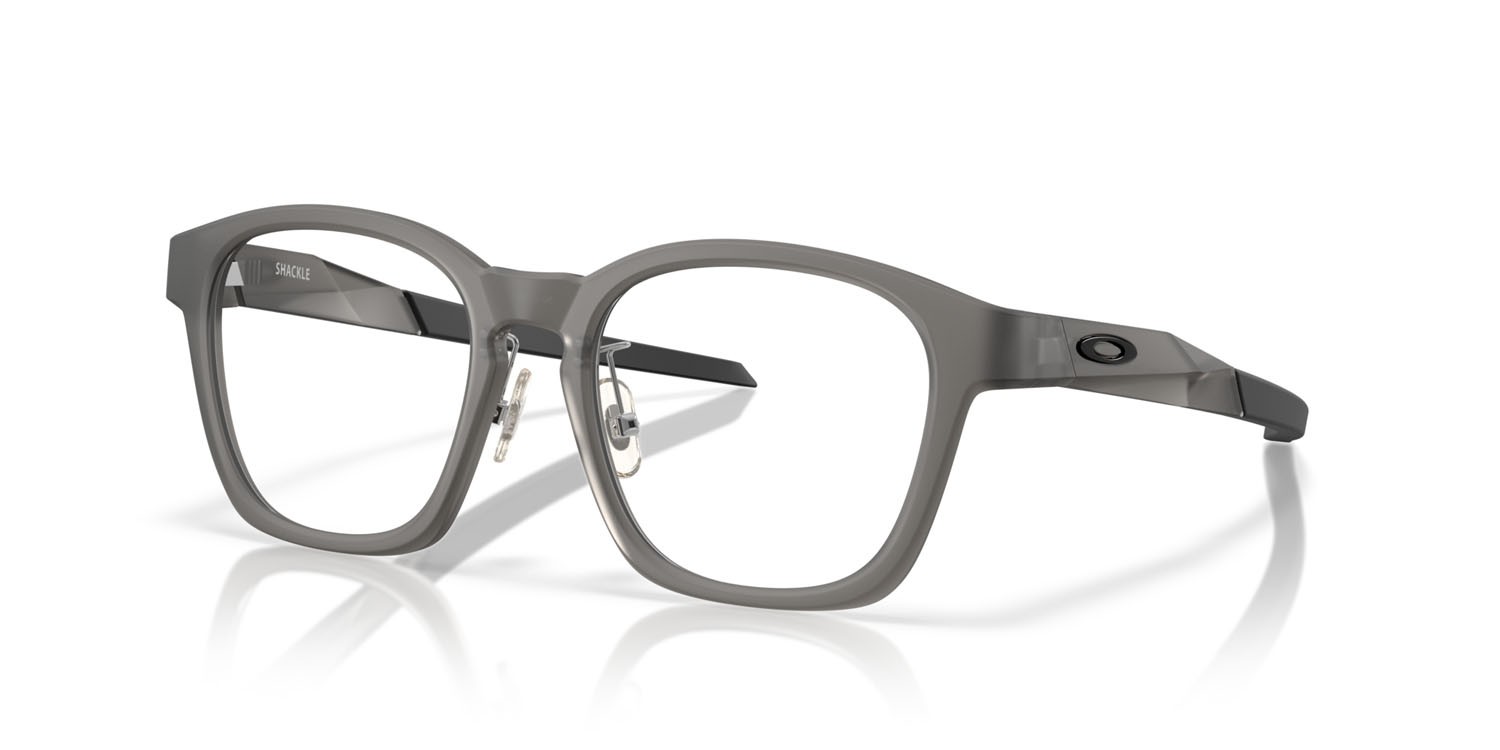 Occhiali da vista Oakley Shackle OX 8197D (819702) colore grigio fumo satinato forma quadrato lenti lente demo